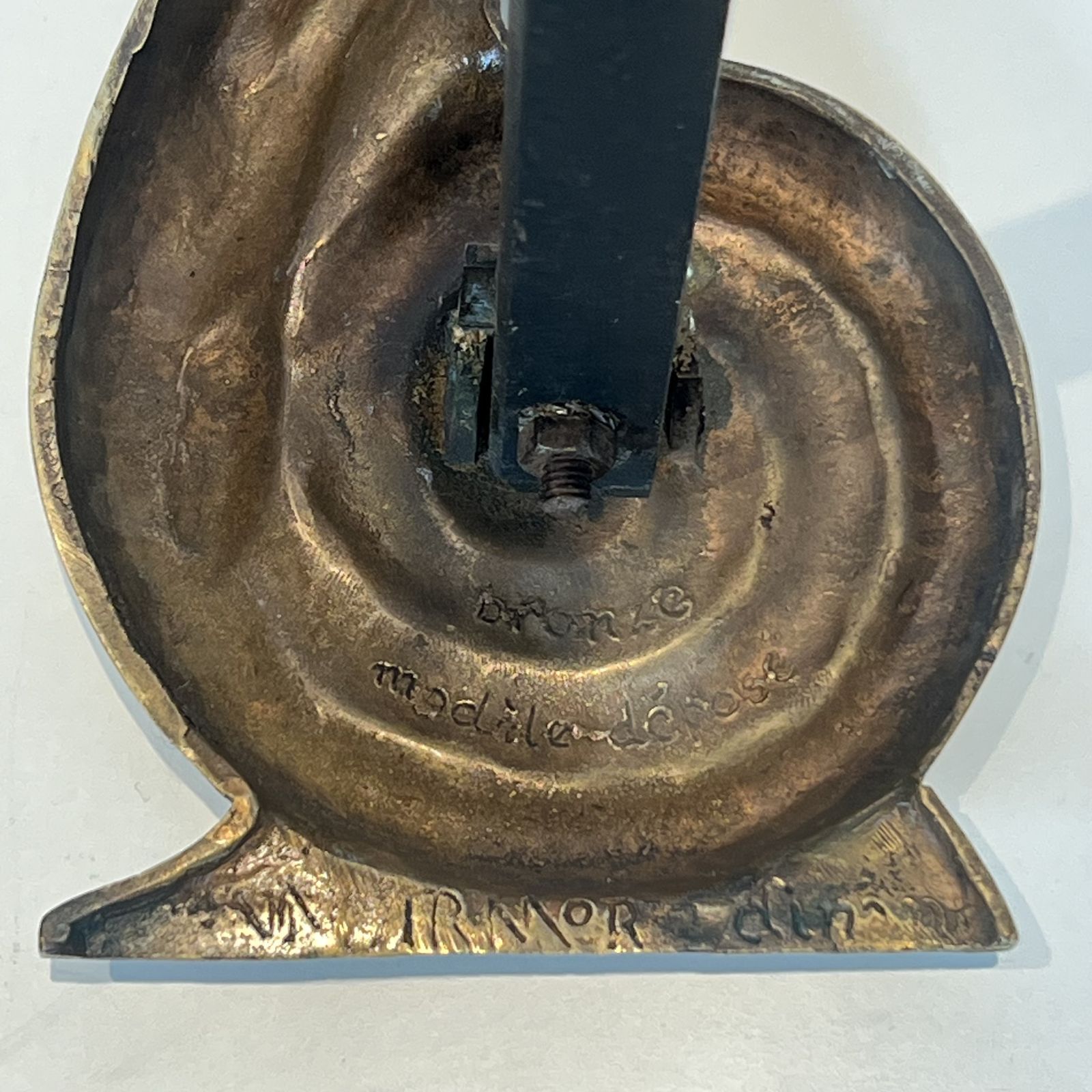 photo buy Pair Of Louis XVI Style Andirons In Bronze And Wrought Iron, Signed Armor Din