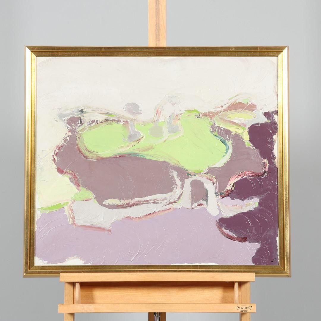 Original Swedish Oil On Canvas – “Waves Of Color” By Rolf Magnusson – Vintage & Framed – 68 × 78 Cm (26.8" × 30.7") photo vintage