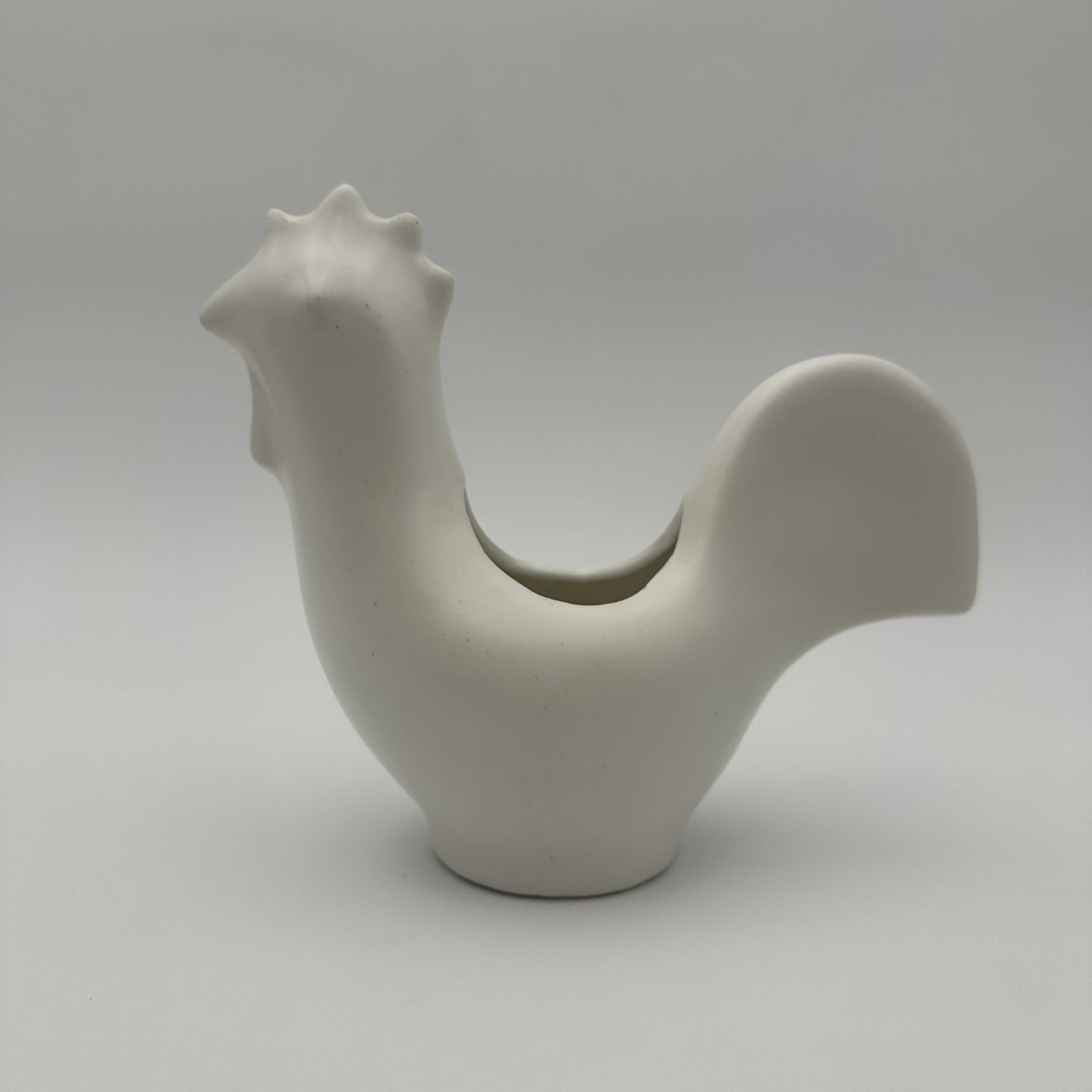 White Ceramic Rooster. French Work In The Style Of Jouve. Circa 1950 photo vintage