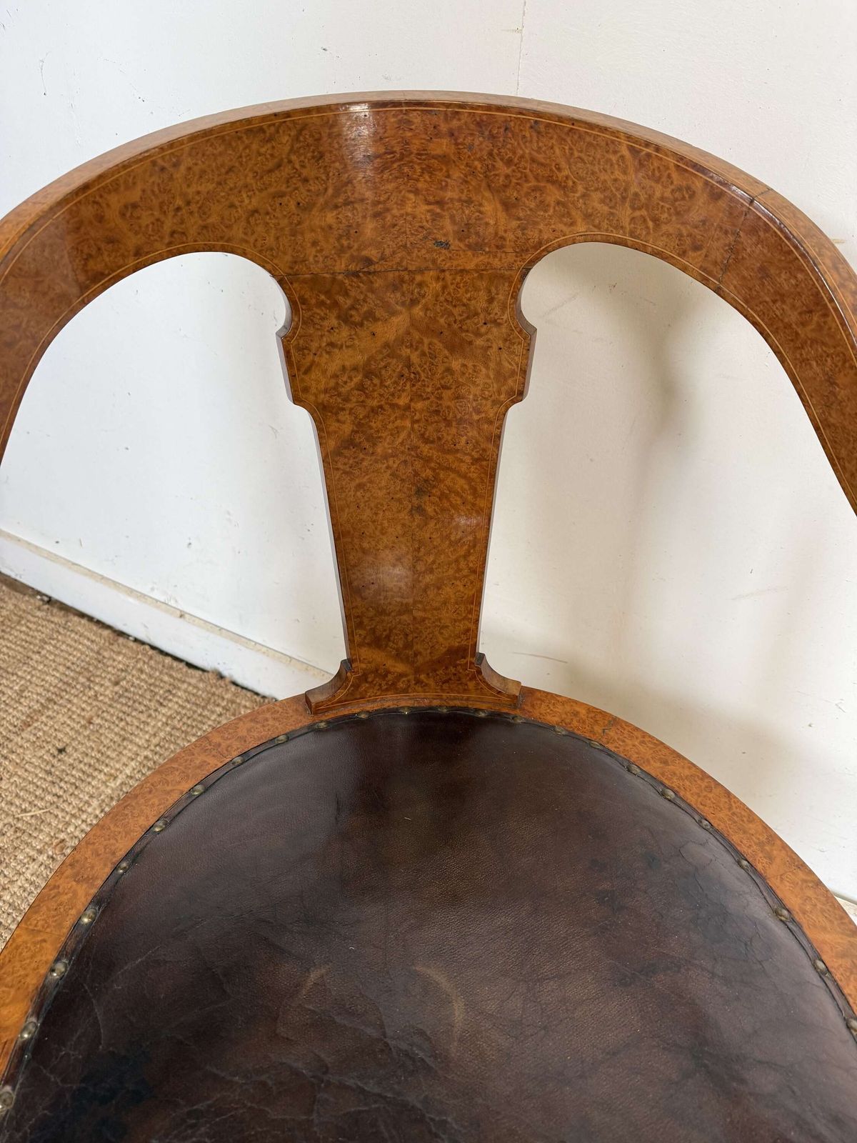 Late 19th Century Burr Elm Desk Chair photo for sale