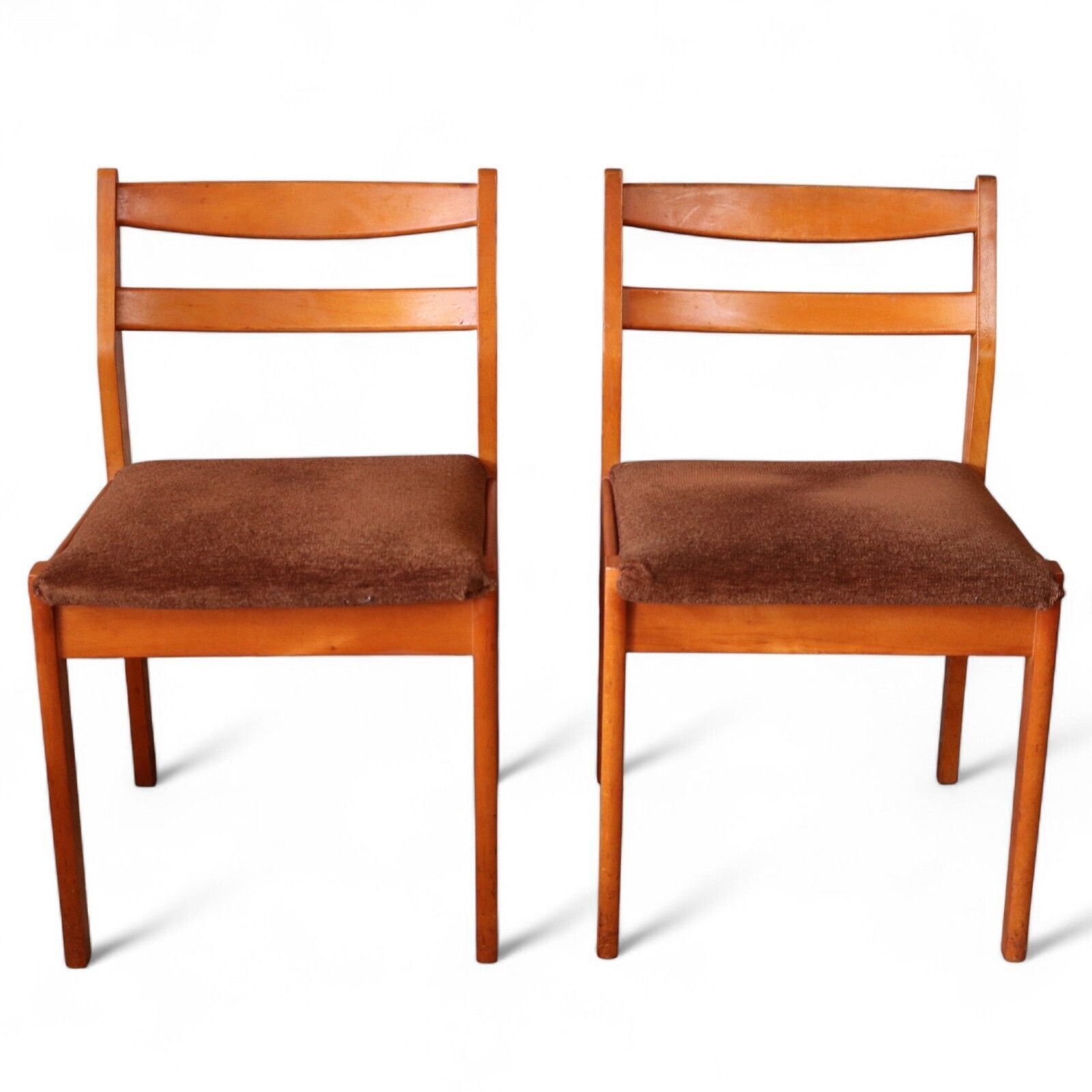Set Of 4 Mid Century Teak Dining Chairs   Ladder Back Danish Style Retro photo for sale