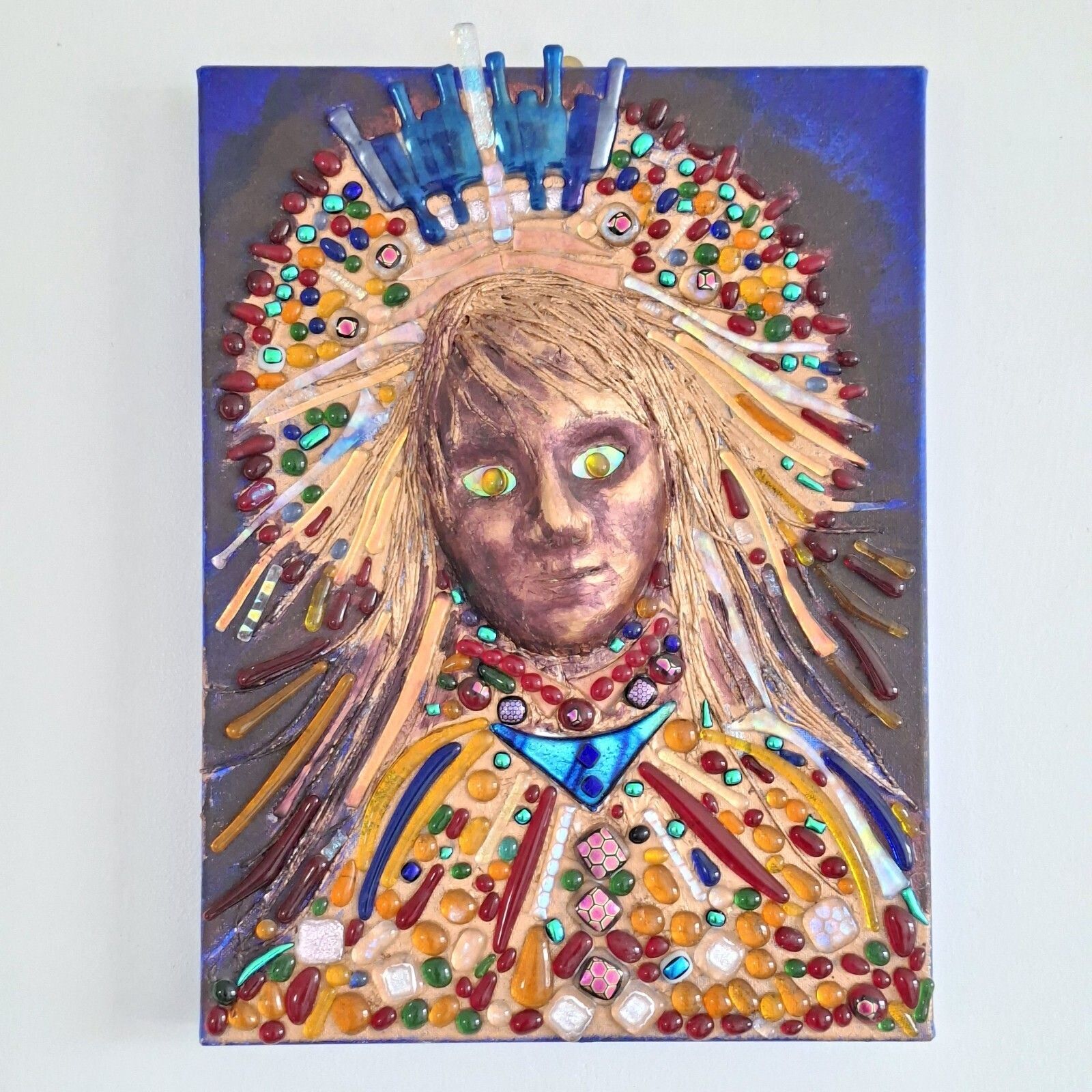 Angela Brady Mixed Media Portrait Artwork Fused Glass Canvas Contemporary Irish