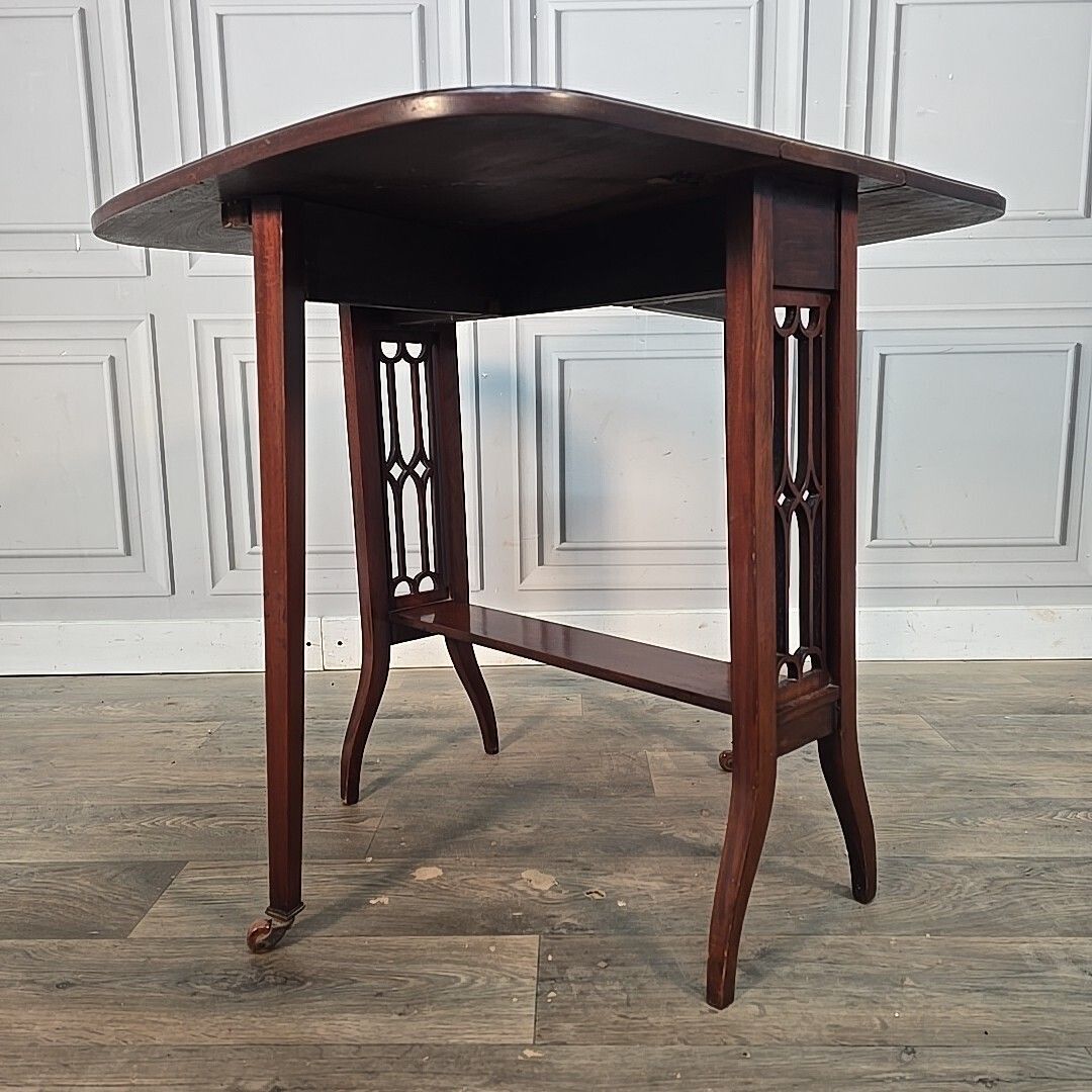 160.0 Antique Wooden Sutherland Table   Mahogany Drop Leaf Gateleg Occasional Side photo