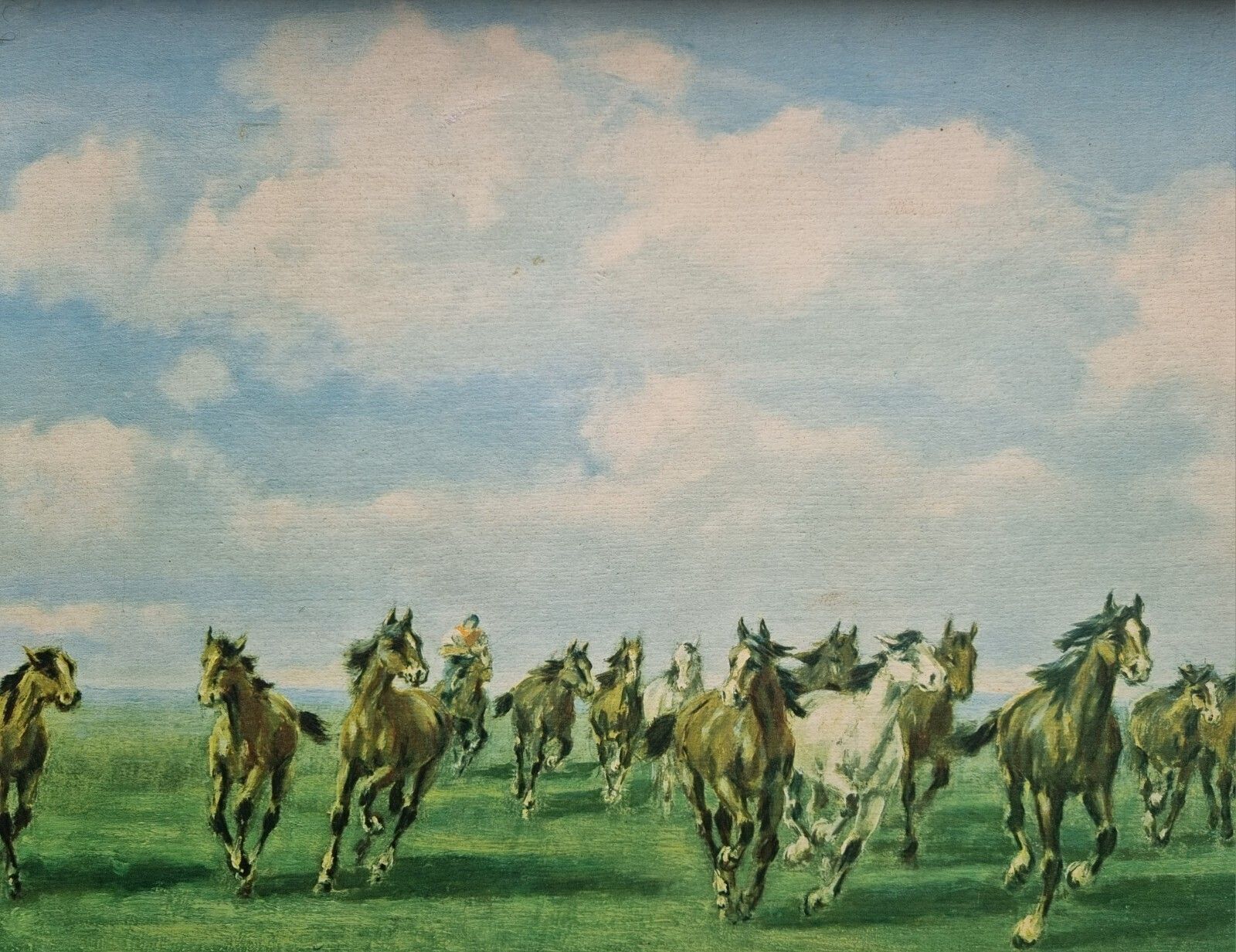 Vintage Framed Boots Art Print On Board The Rebel Herd Mario Bordi Mcm Horses photo 80.0