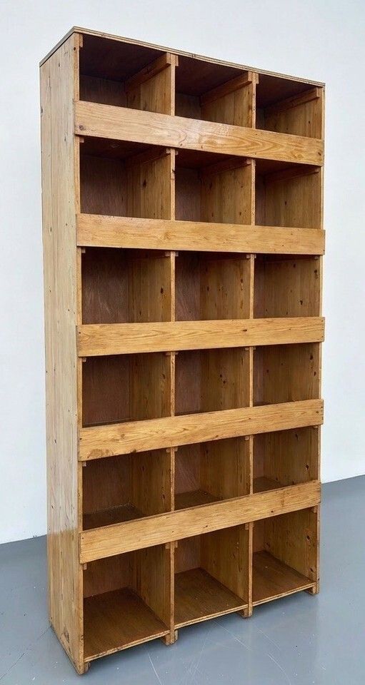 Vintage Solid Pine Cube Bookcase Piegon Hole Bookcase Industrial Style photo for sale
