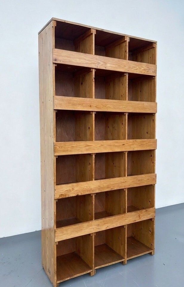 Vintage Solid Pine Cube Bookcase Piegon Hole Bookcase Industrial Style photo Furniture