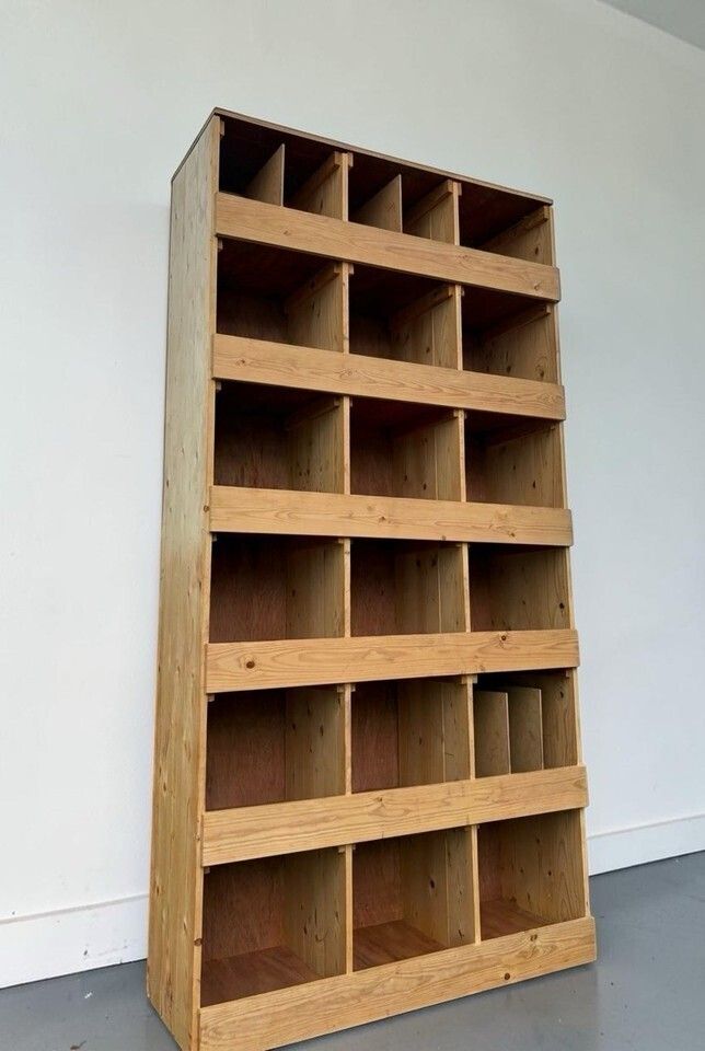 Vintage Solid Pine Cube Bookcase Piegon Hole Bookcase Industrial Style photo 395.0