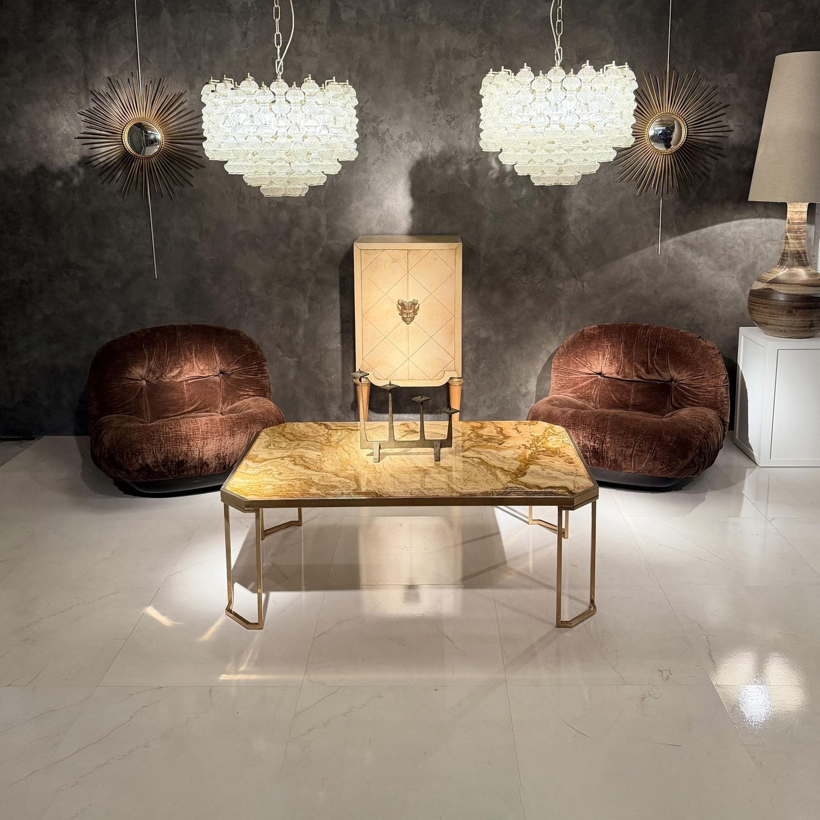 Mid Century Pair Of Murano Glass Chandeliers By Flavio Poli For Seguso photo vinterior