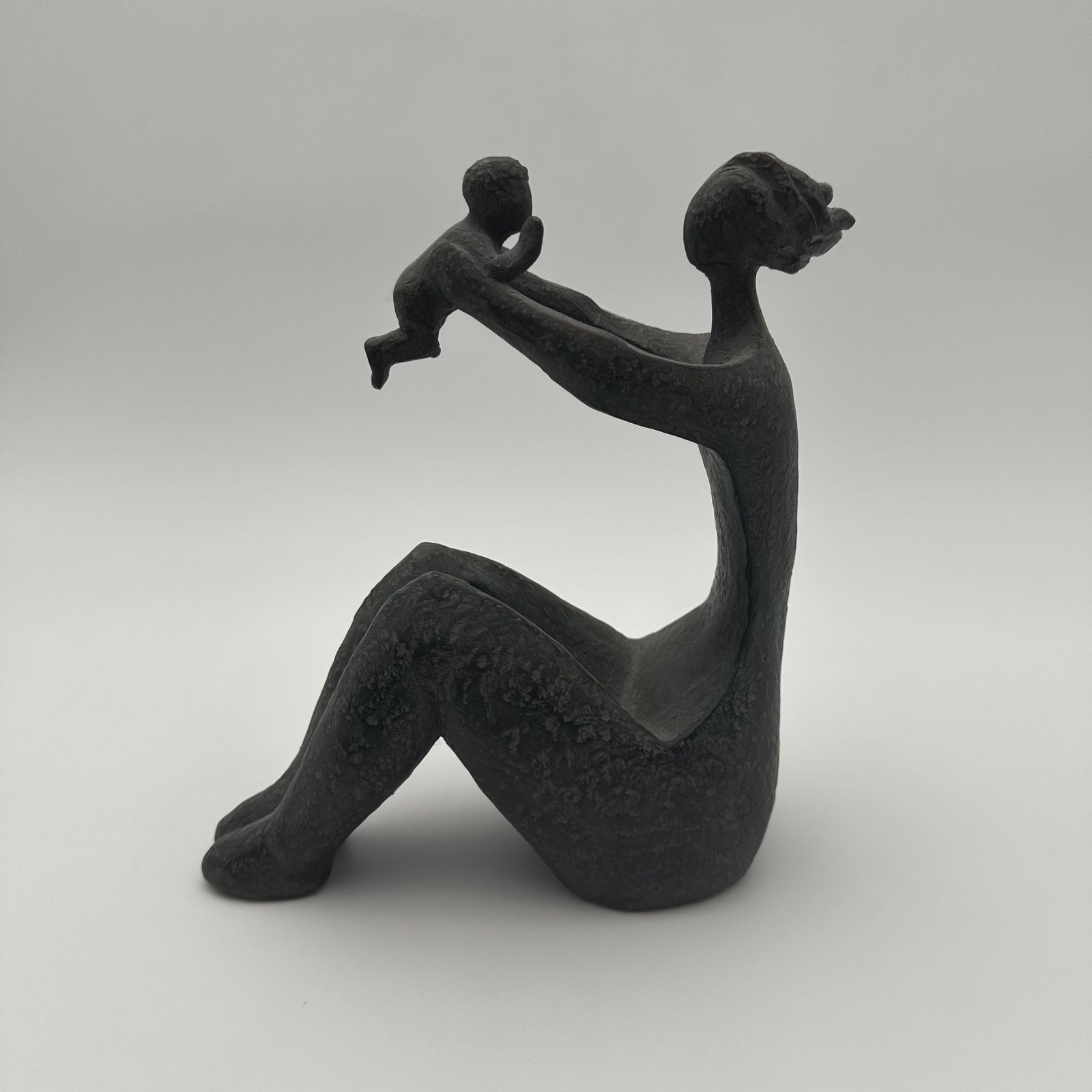 Modernist Ceramic Sculpture Depicting A Woman Carrying A Child – France, Circa 1970 photo 850.0