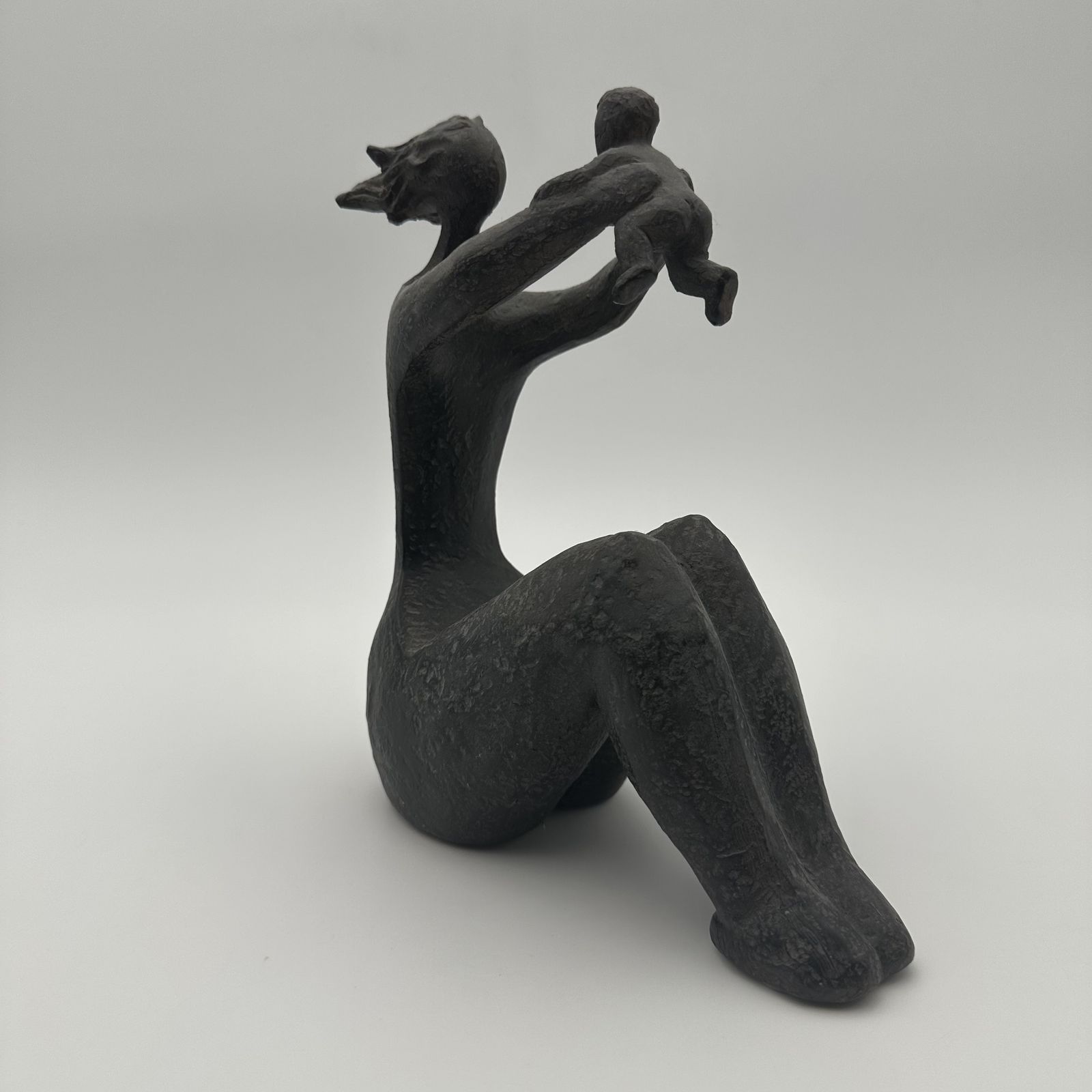 850.0 Modernist Ceramic Sculpture Depicting A Woman Carrying A Child – France, Circa 1970 photo