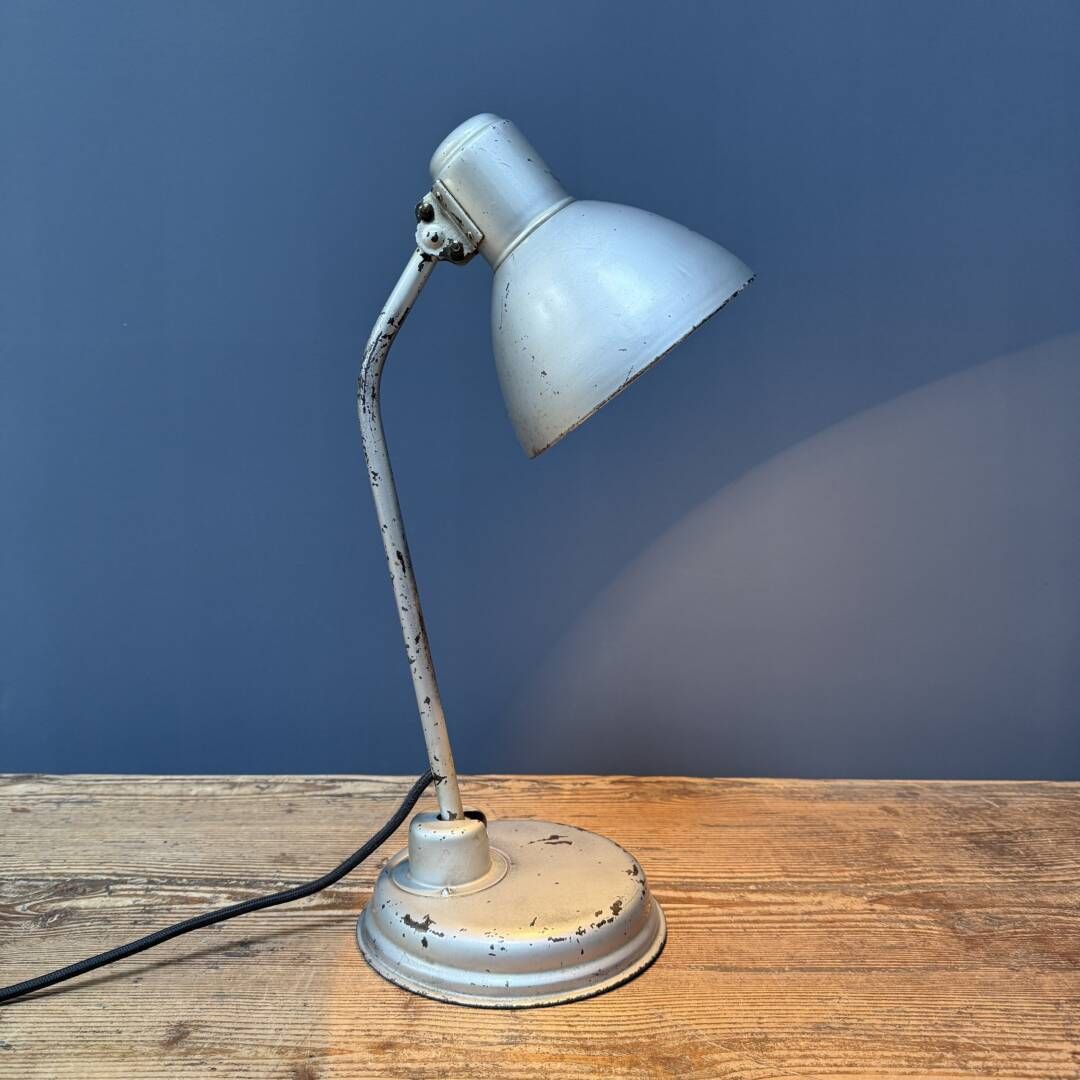 Zilvergrijs Bauhaus Bureaulamp, Jaren 1930 photo Verlichting