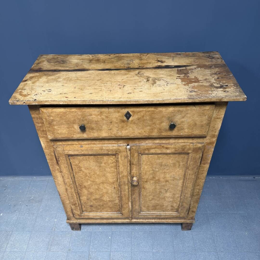 Antique Weathered Ochre Yellow French Farmhouse Cabinet photo vintage