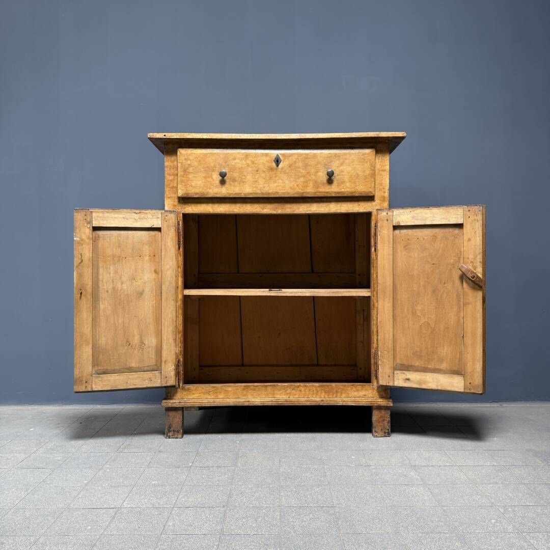 Furniture Antique Weathered Ochre Yellow French Farmhouse Cabinet photo
