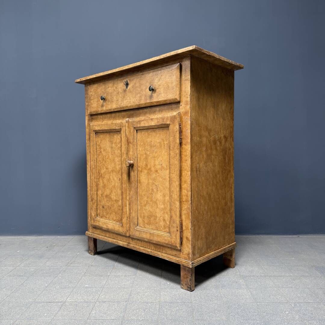 photo vinterior Antique Weathered Ochre Yellow French Farmhouse Cabinet
