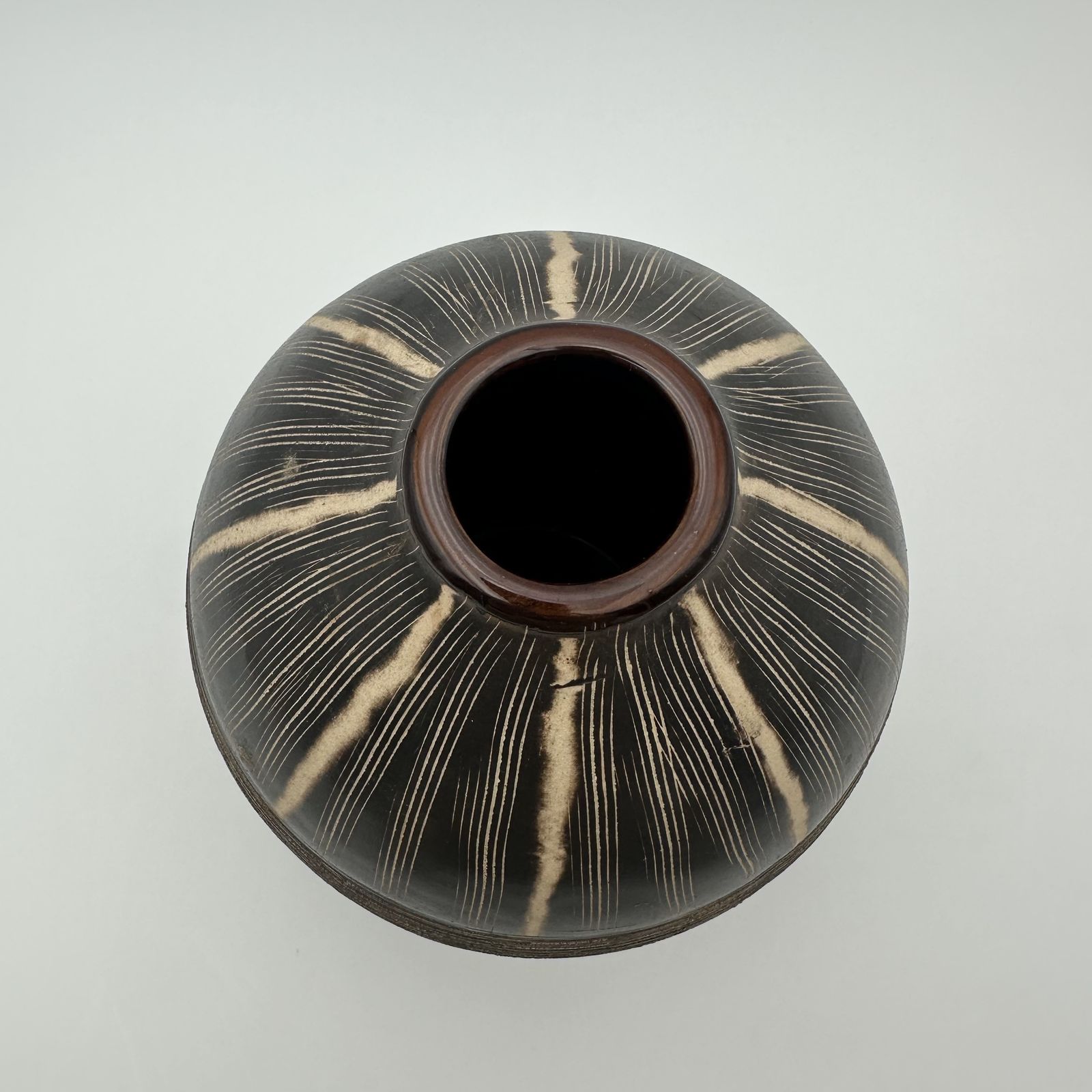 Black And White Ceramic Vase With Monogram Decoration – In The Style Of Jean Besnard, Circa 1950 photo 680.0