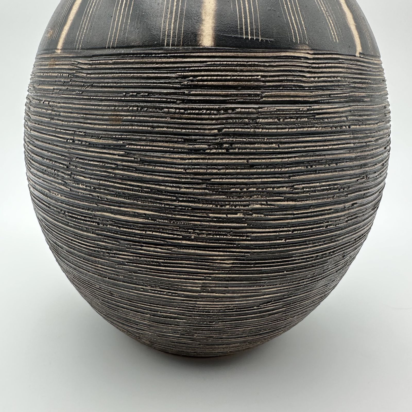 Black And White Ceramic Vase With Monogram Decoration – In The Style Of Jean Besnard, Circa 1950 photo buy