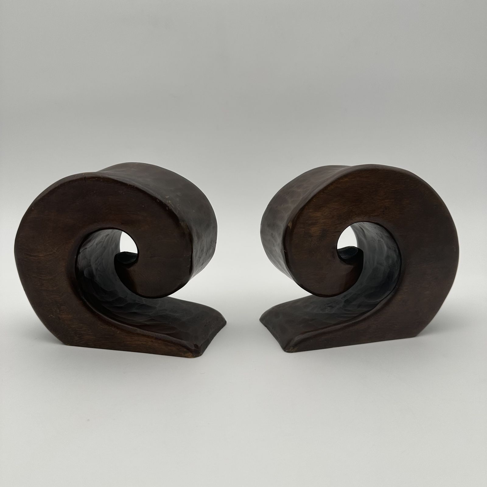 photo for sale Pair Of Walnut Bookends – In The Style Of Alexandre Noll, France, Circa 1950