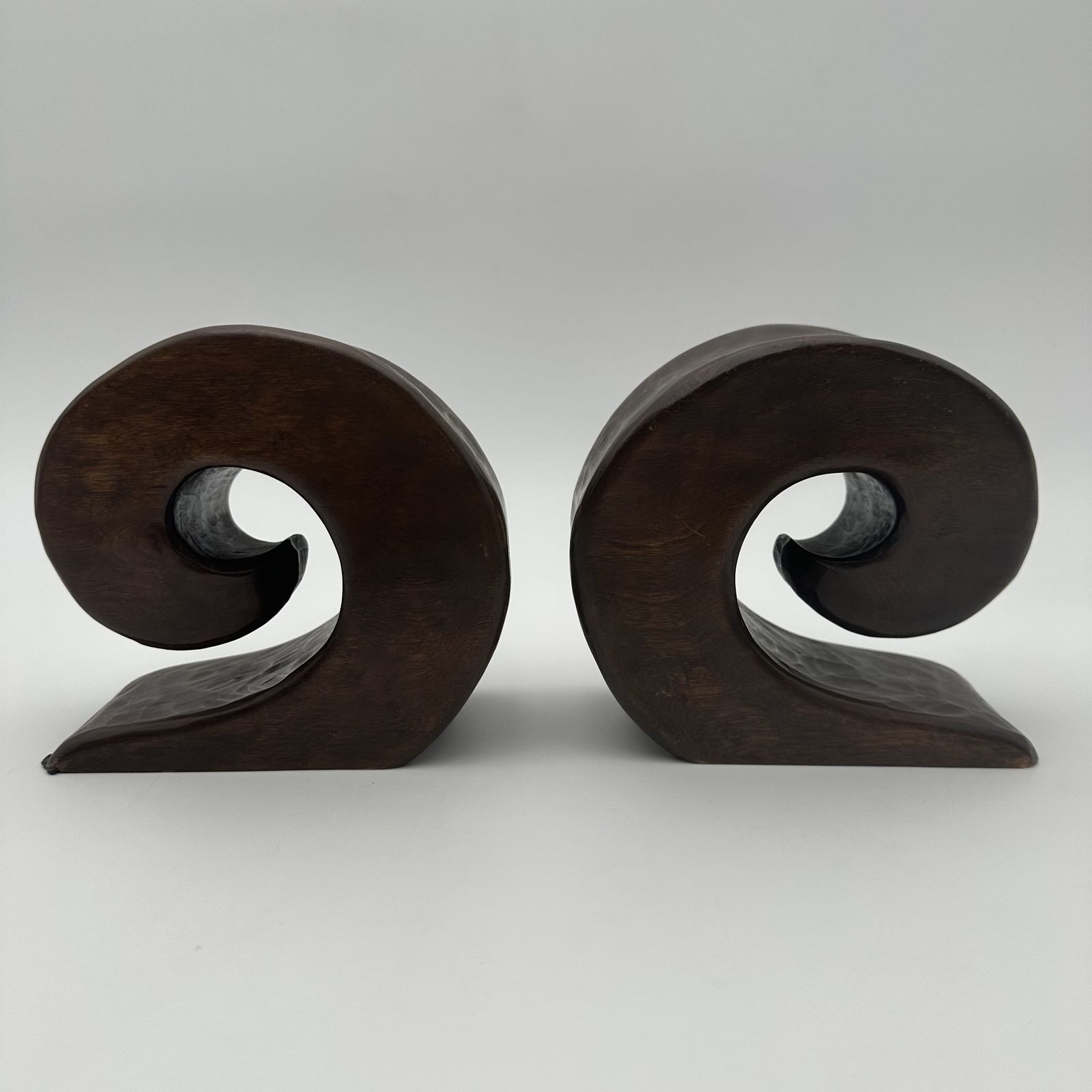 Home Decor Pair Of Walnut Bookends – In The Style Of Alexandre Noll, France, Circa 1950 photo