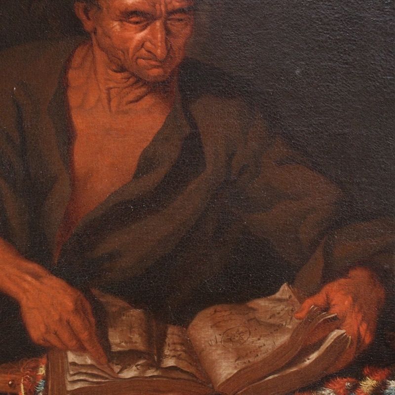8200.0 Great 17th Century Italian Painting, Philosopher In His Study photo