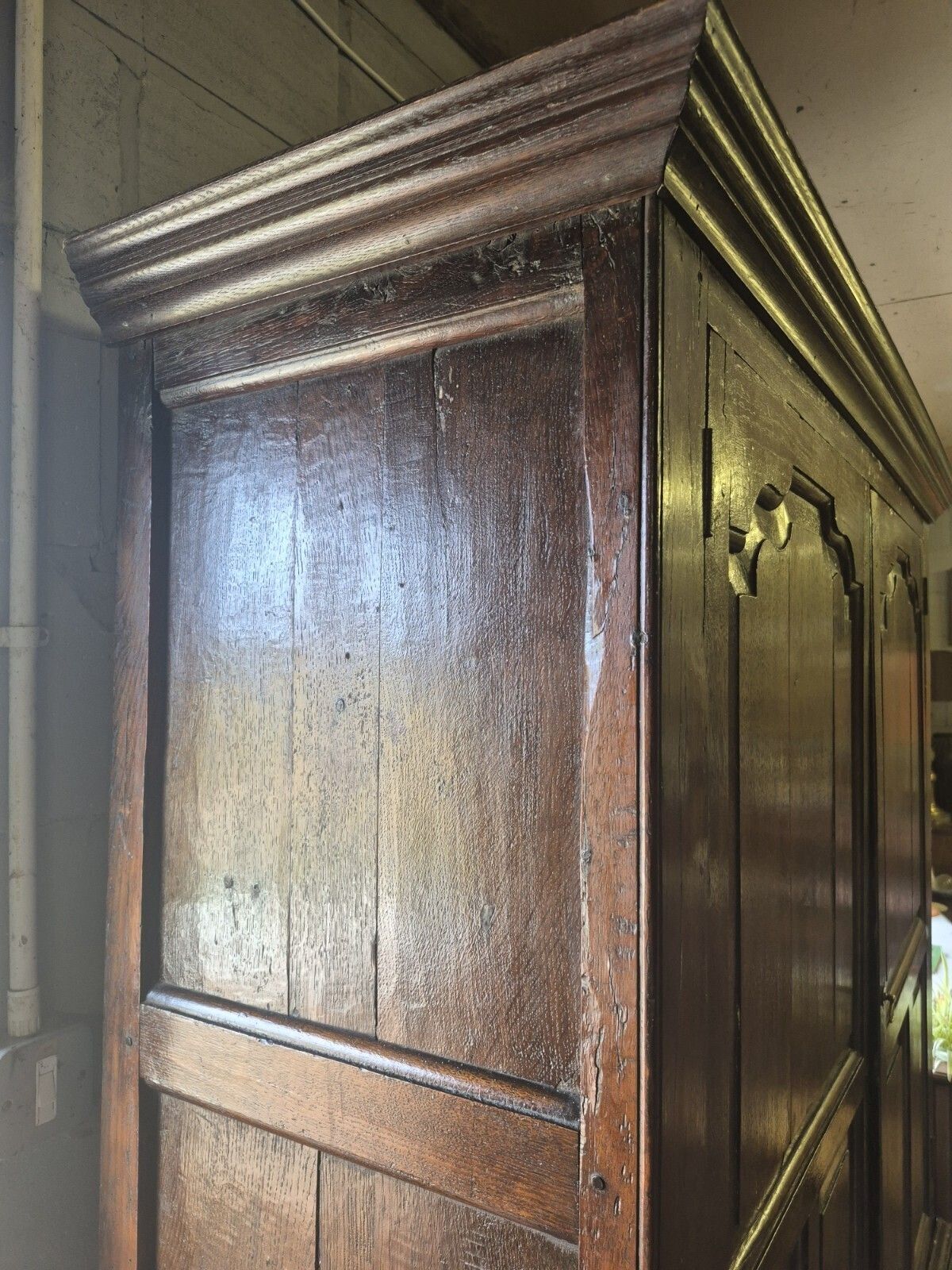 Lovely Character 18th Century Country Oak Livery Cupboard Wardrobe Larder Linen photo vintage