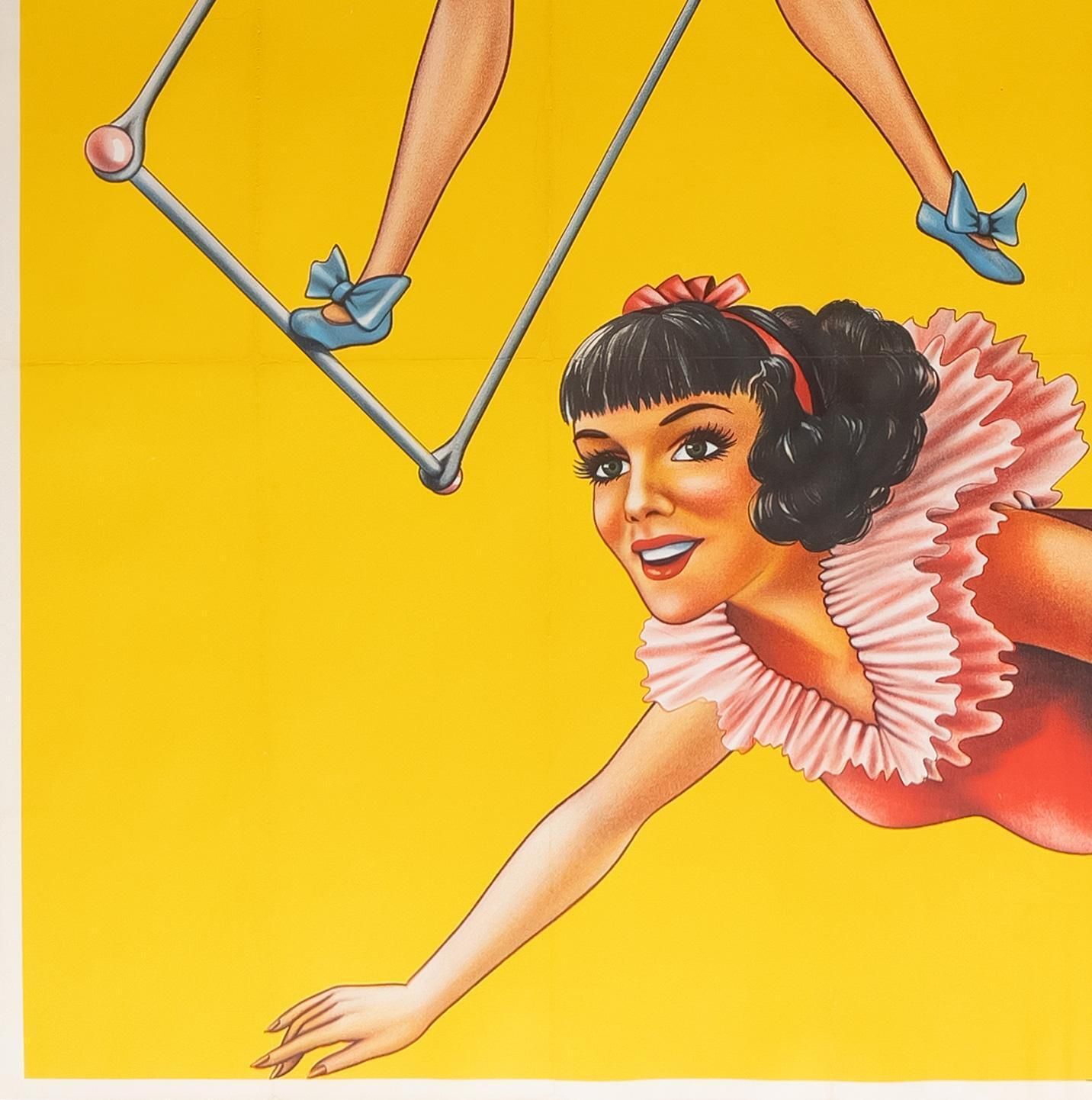 Affiche publicitaire « Circus Trapez », États-Unis, années 1960, grand format 6 feuilles, marouflée sur toile photo Art