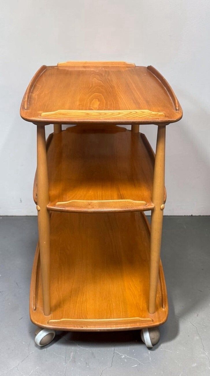 Ercol Blonde Windsor Trolley Coffee Table Three Tier Elm And Beech Retro C1960s photo furniture