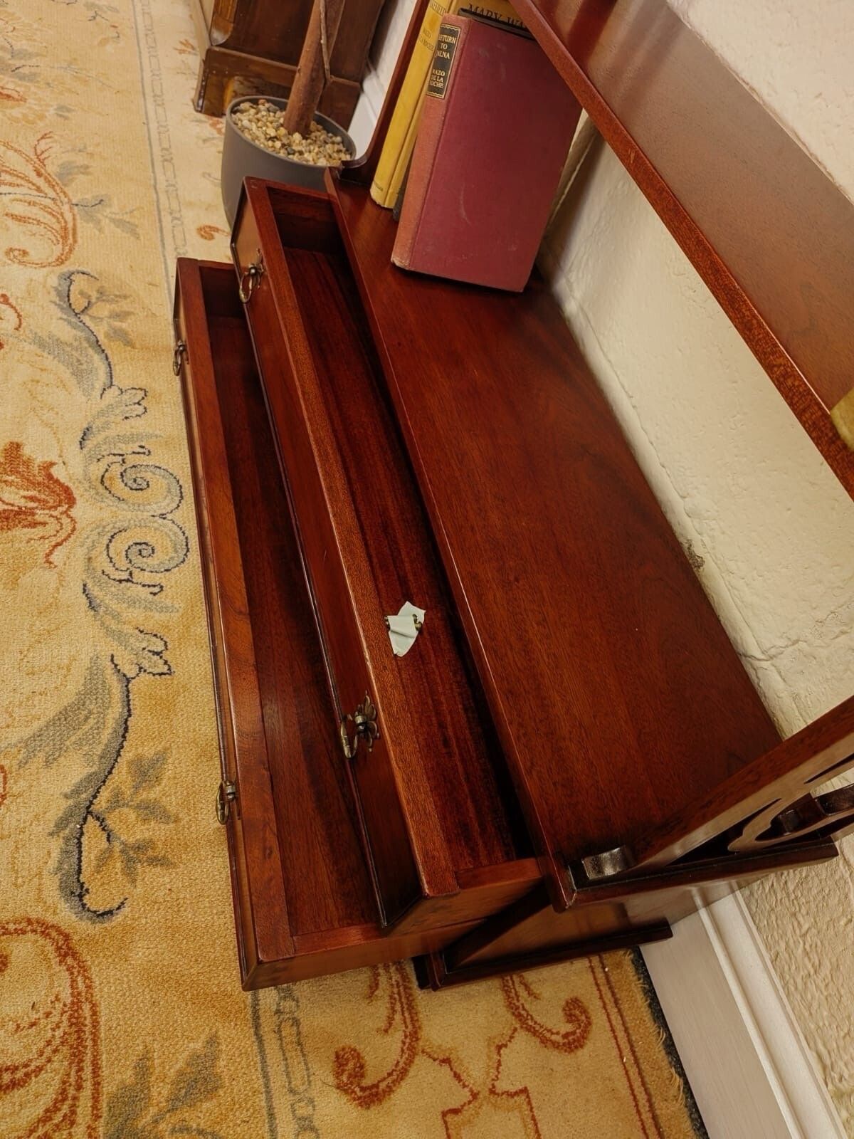 Edwardian Influence Mahogany Open Front 2 Drawer Bookcase photo vinterior
