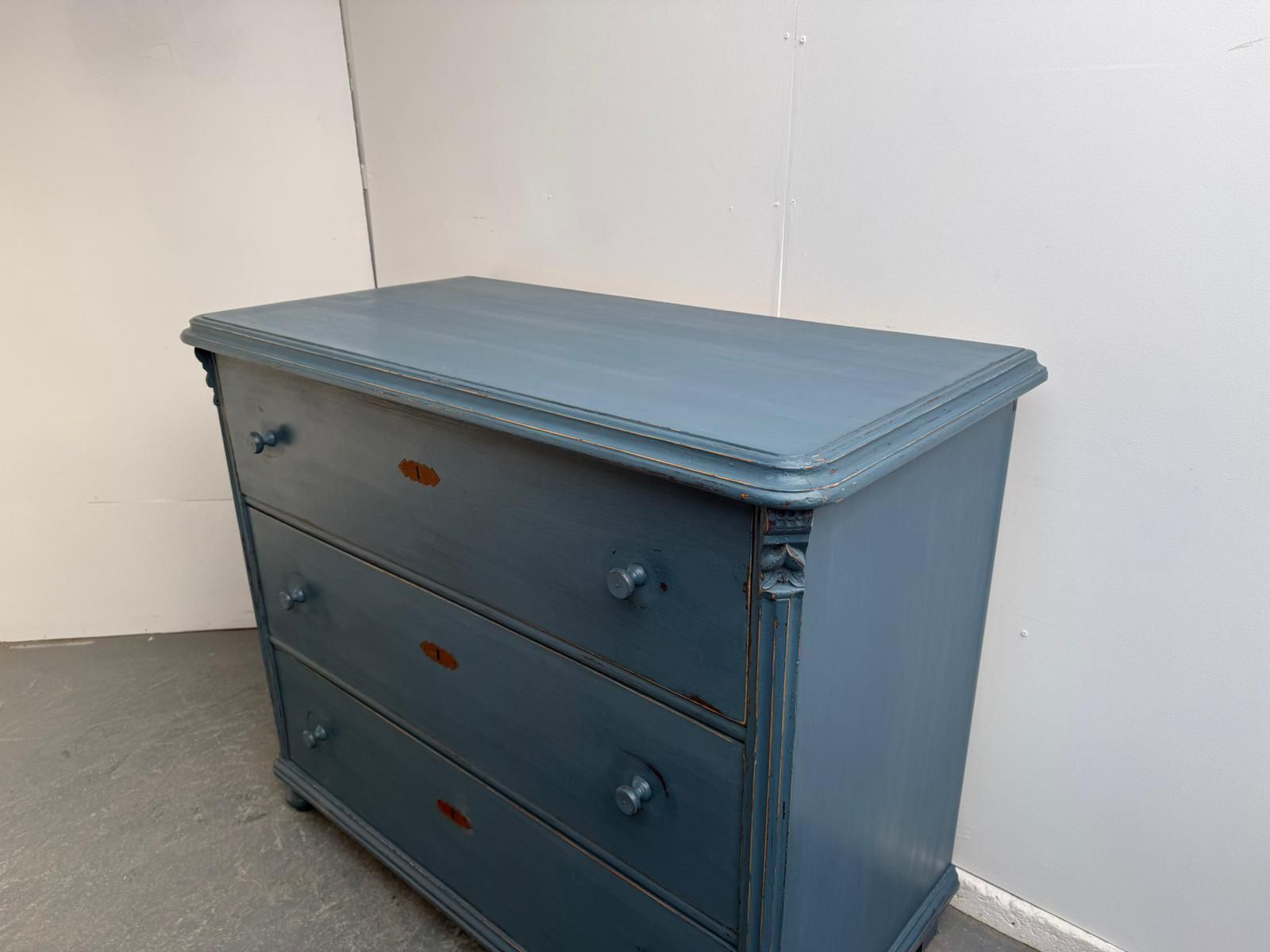 A Huge Painted Blue Pine Genuine Victorian Hungarian Chest Of Drawers photo furniture