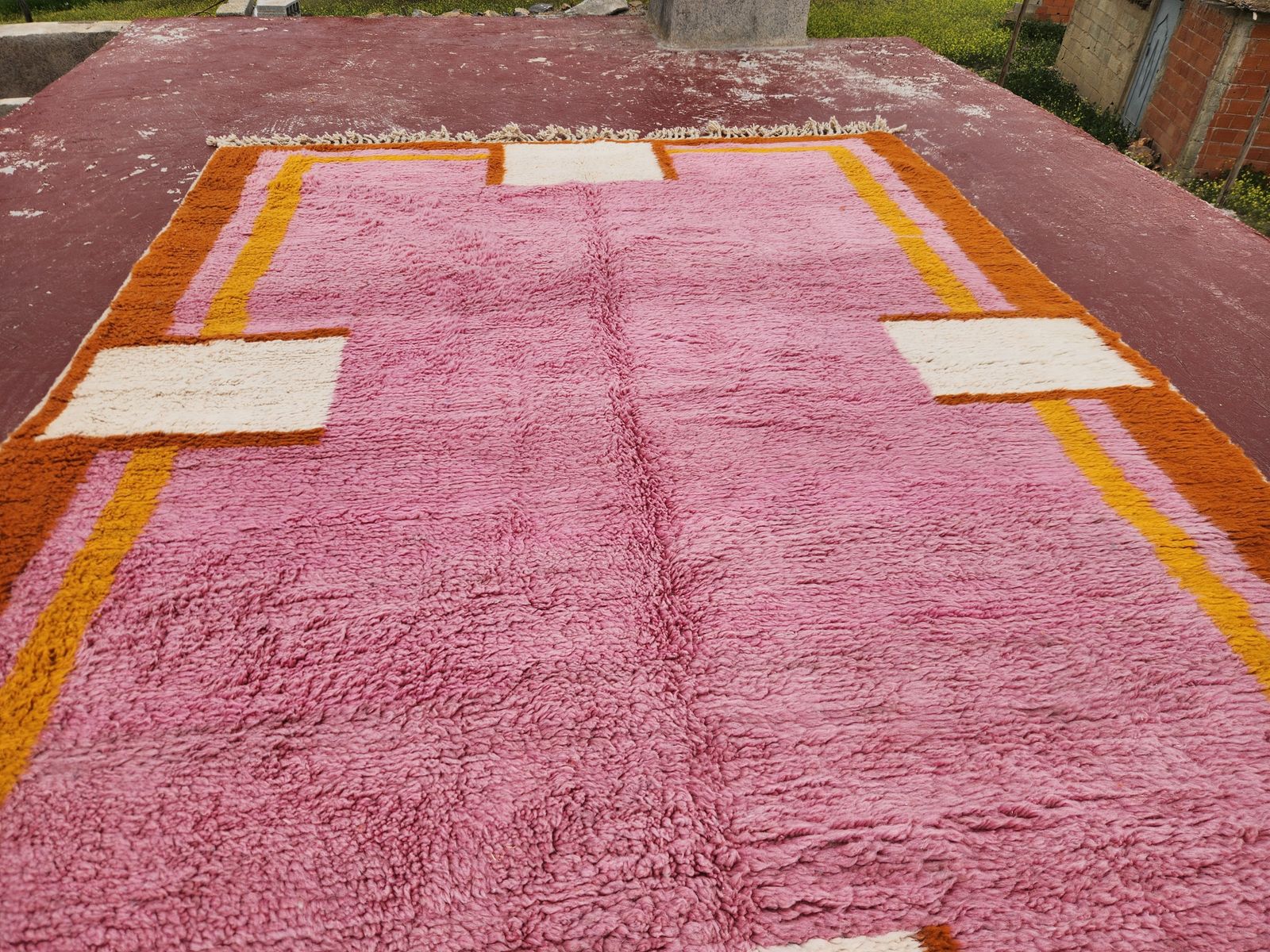 Vintage Beni Ouarain Moroccan Rug 290x210cm – Handmade Wool Berber Carpet In Pink & Terracotta photo 600.0