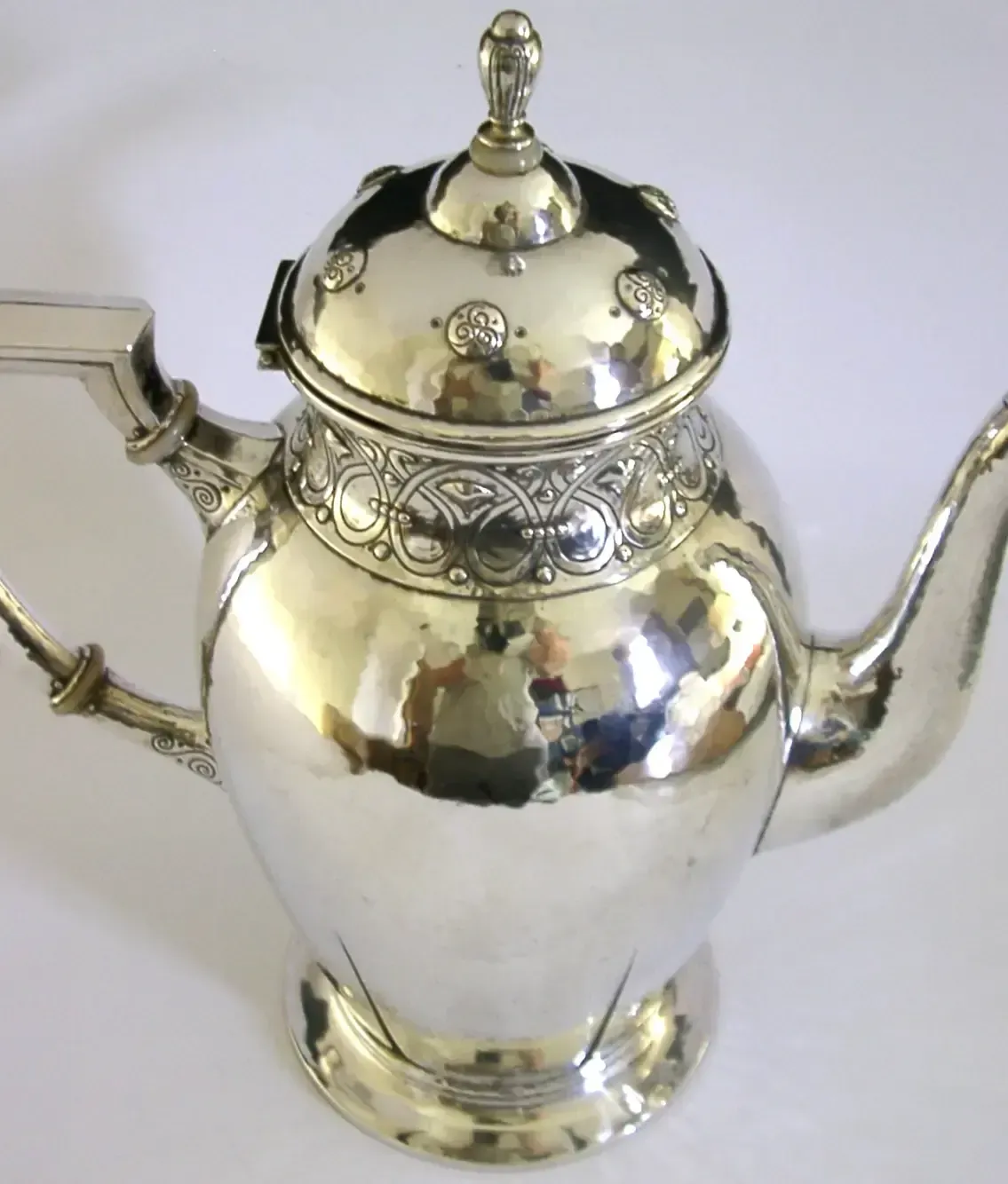Grote zeldzame 688g Jezler 800 massief zilveren koffiepot ca. 1920 antiek Arts & Crafts 26cm