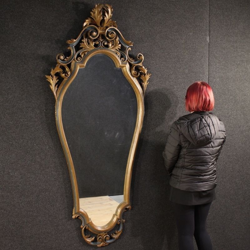 Italiaanse spiegel in Louis XV-stijl, gelakt en verguld – 20e eeuw photo Woonaccessoires