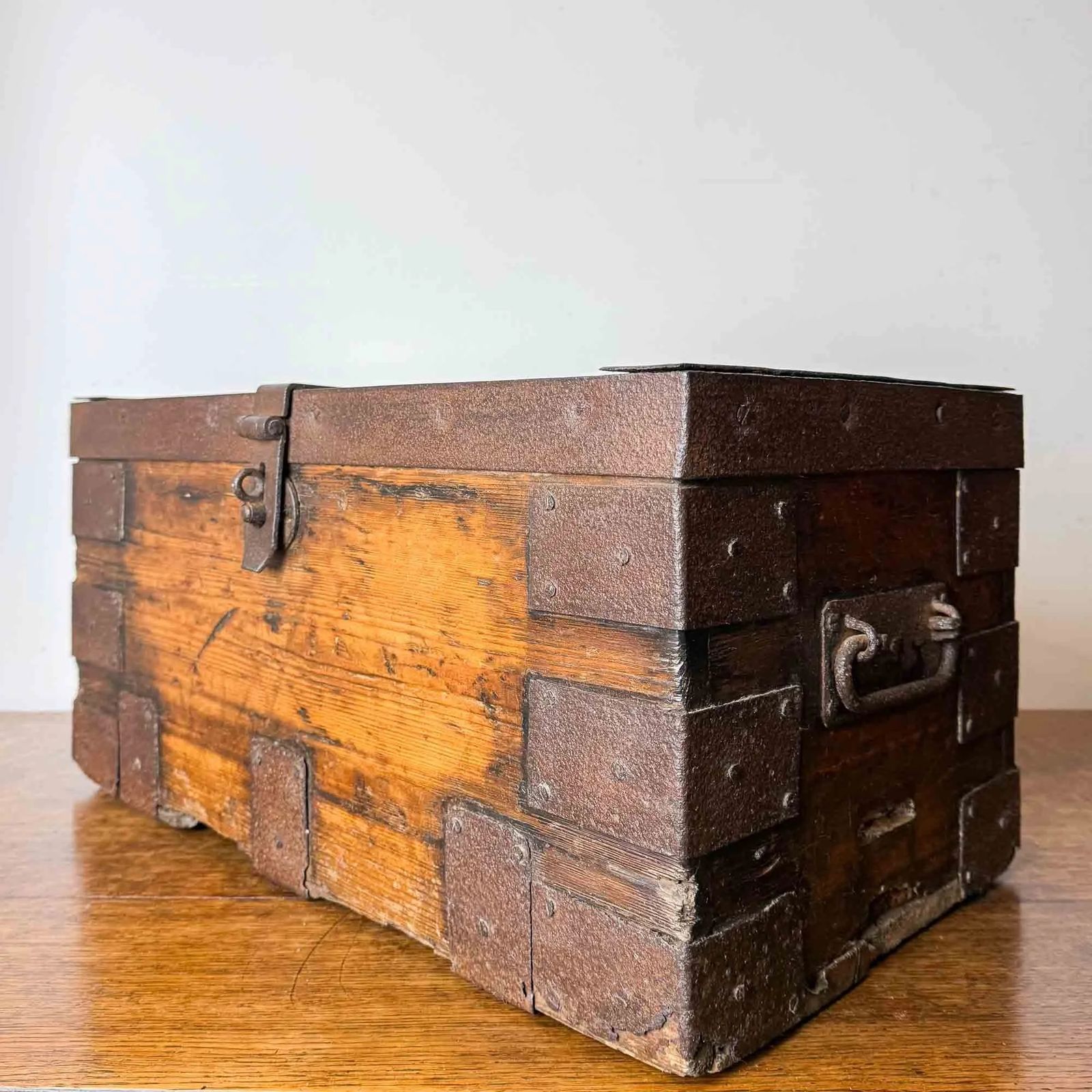 Home Decor Antique Elm And Pine Iron Bound Strongbox photo