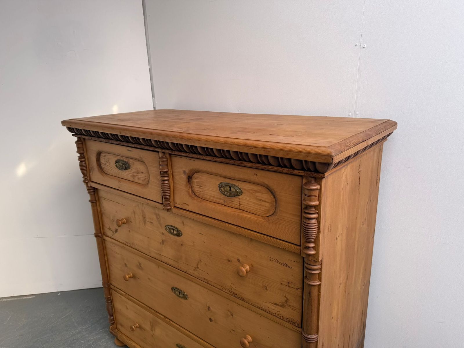 photo for sale A Huge Pine Genuine Victorian Hungarian 5 Drawer Chest Of Drawers
