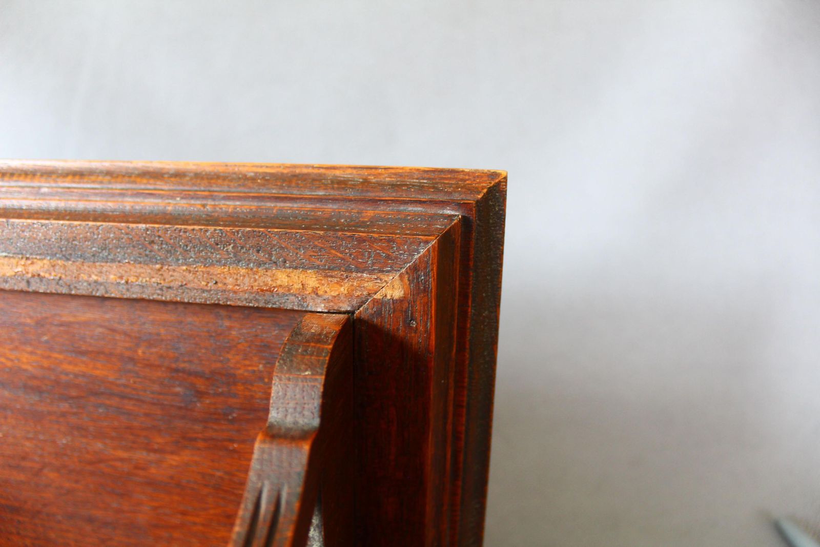 photo vinterior Antique Art Nouveau Hand Made Wood Shelf, Hand Carved, Ornate Design, Tulip Flower, Display Shelf, Wall Hanging, Country Farmhouse