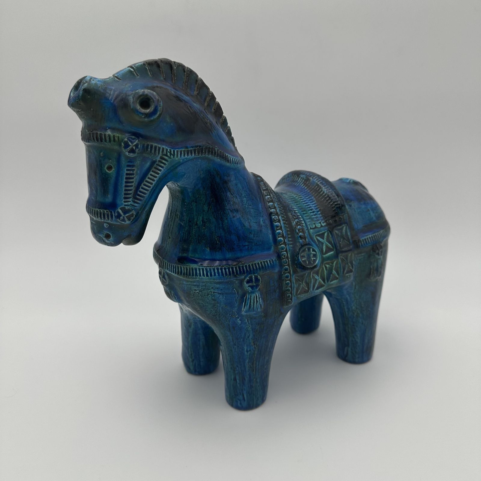 Blue Ceramic Horse – Aldo Londi For Bitossi, Rimini Series, 1960s photo vinterior