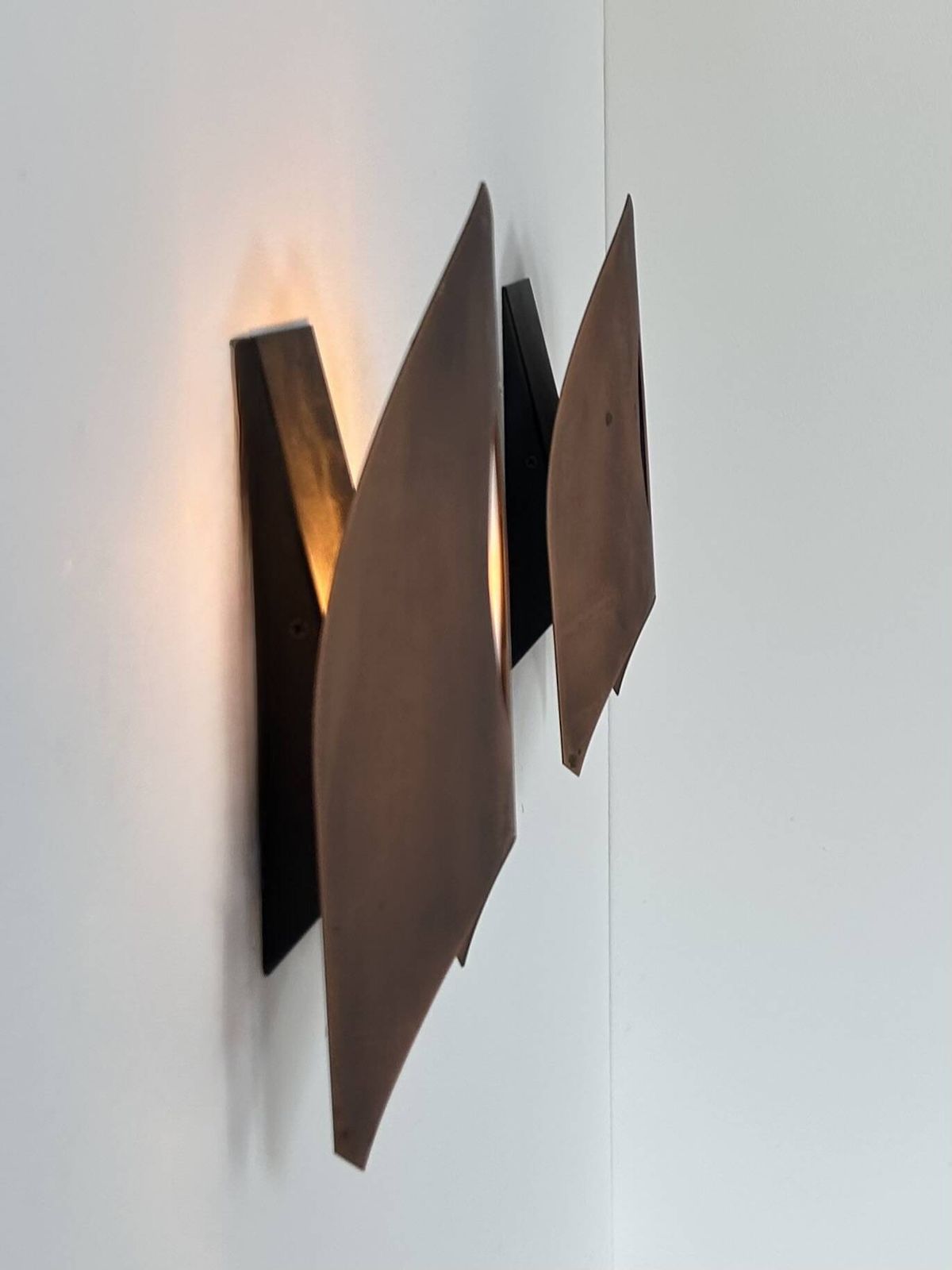 Pair Of Vintage Matte Copper Wall Lights, France, 1970. photo for sale