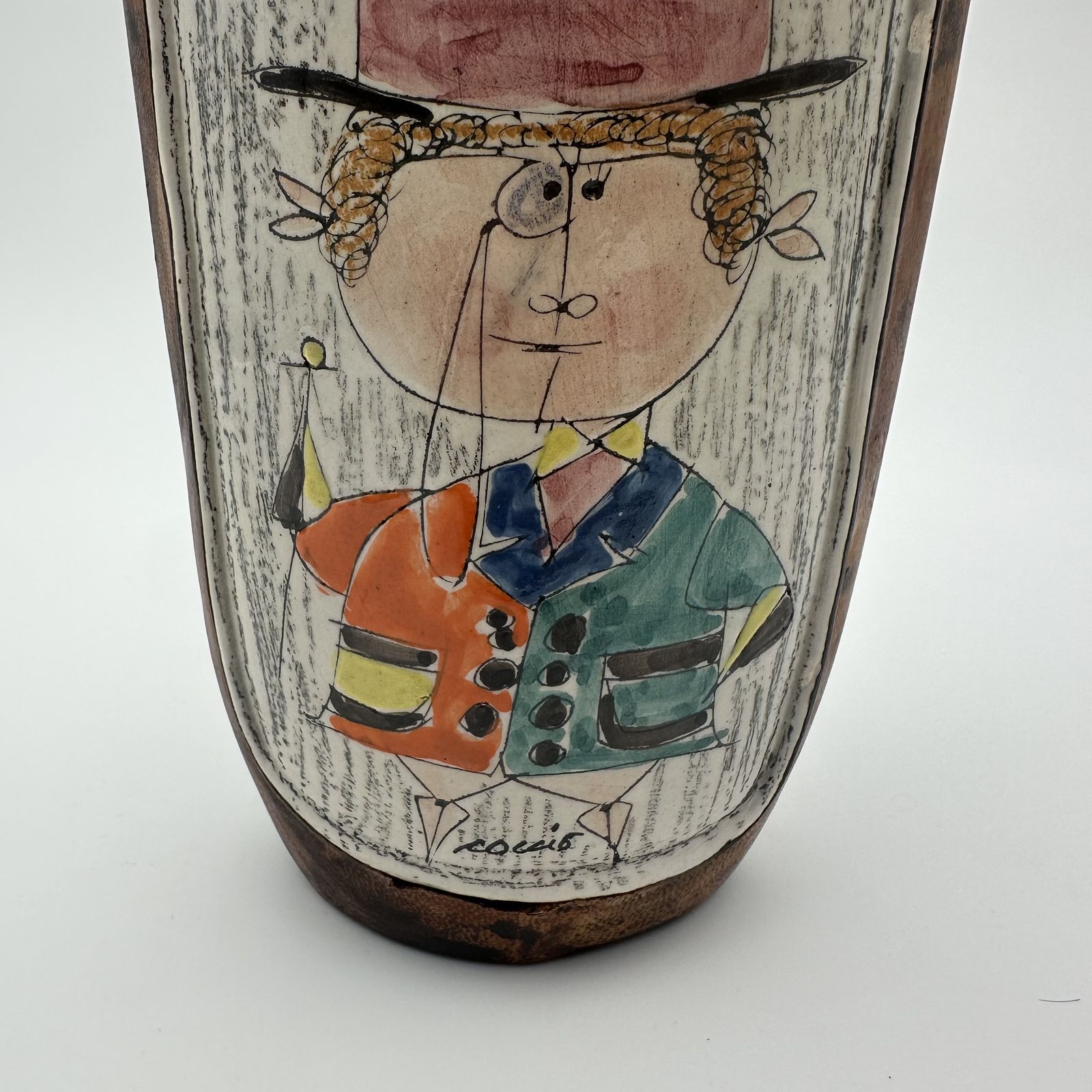 photo furniture Ceramic And Painted Leather Vase – De Coccio, Italy, 1950s