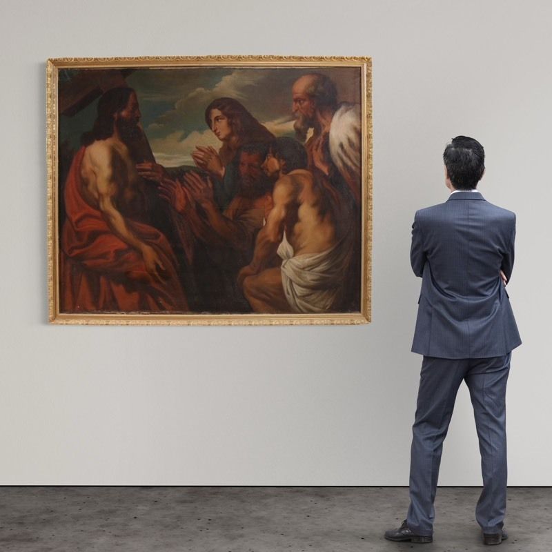 Tableau flamand du XIXe siècle, Le Christ pardonnant aux pécheurs repentants photo furniture