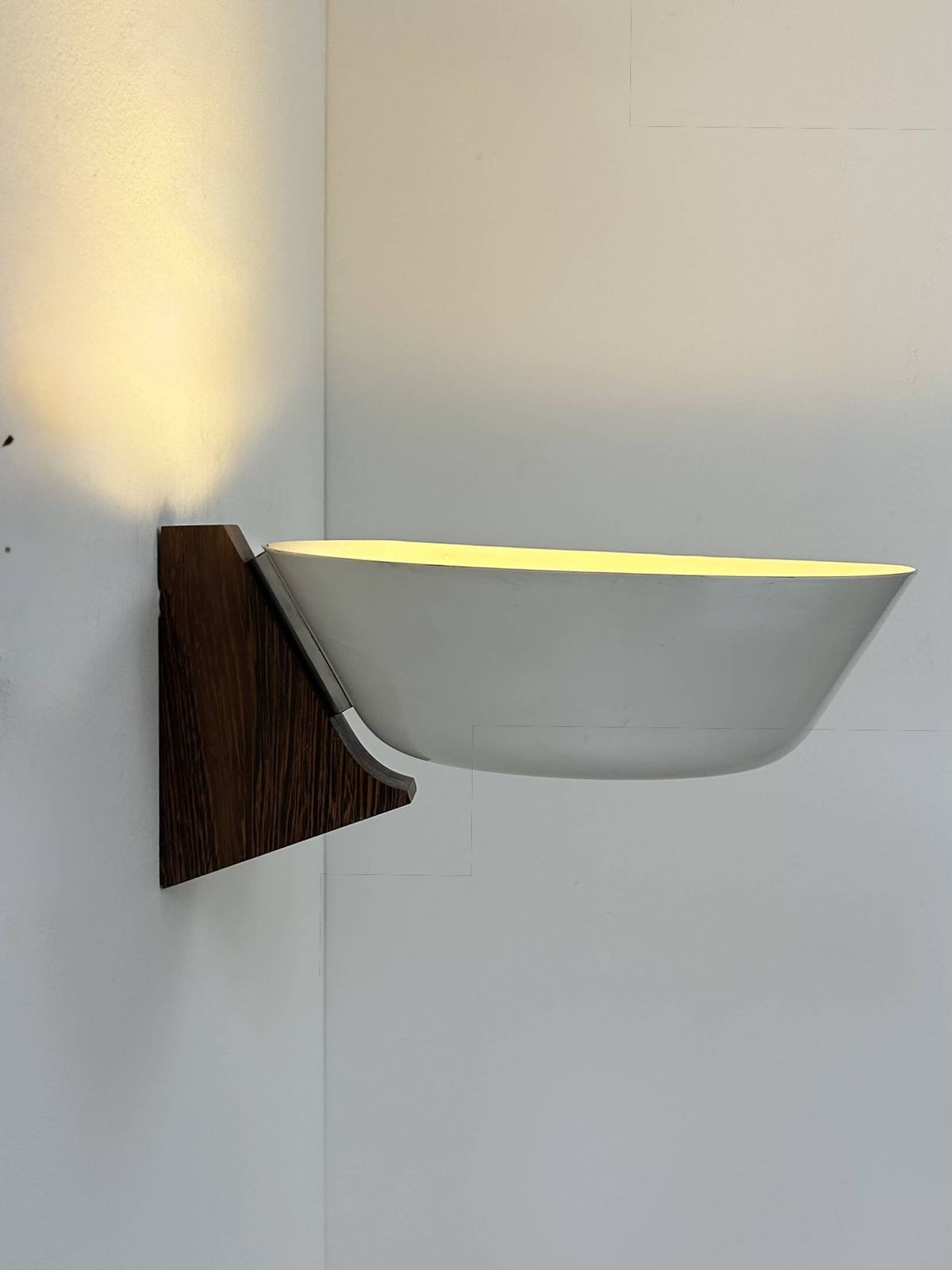 Vintage Wall Lamp, Wood, Chrome And White Metal, Hagoort, Netherlands, 1960. photo furniture