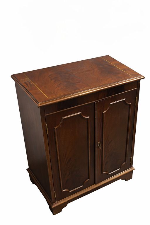 Elegant Vintage Mahogany Cabinet With Inlaid Top | Mid 20th Century photo for sale