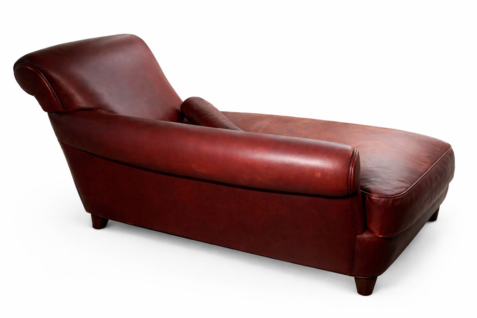 Vintage Leather Chaise Longue – Oxblood Mid Century Club Style photo Furniture