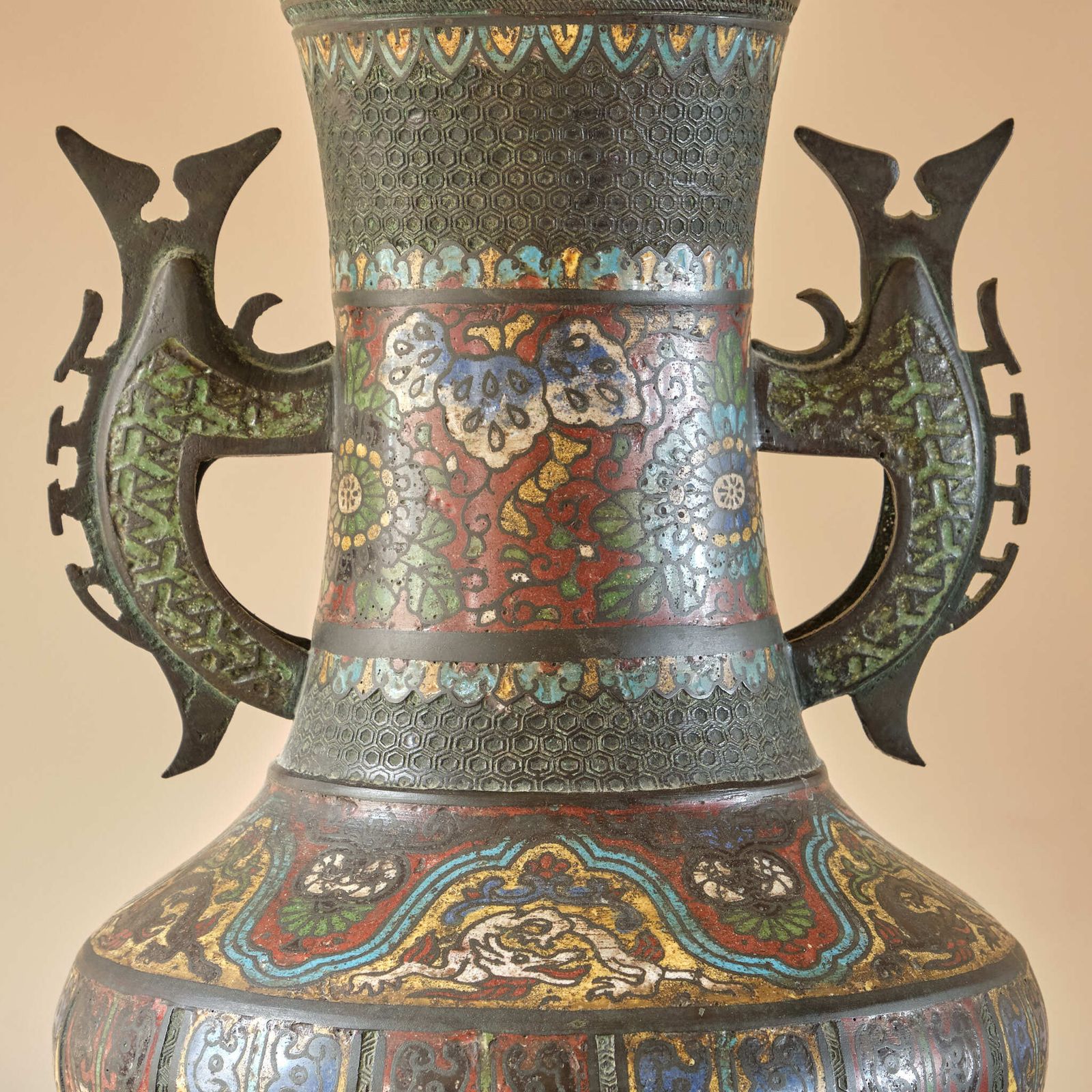 Antique Eastern Champleve Enamel And Bronze Vase photo buy