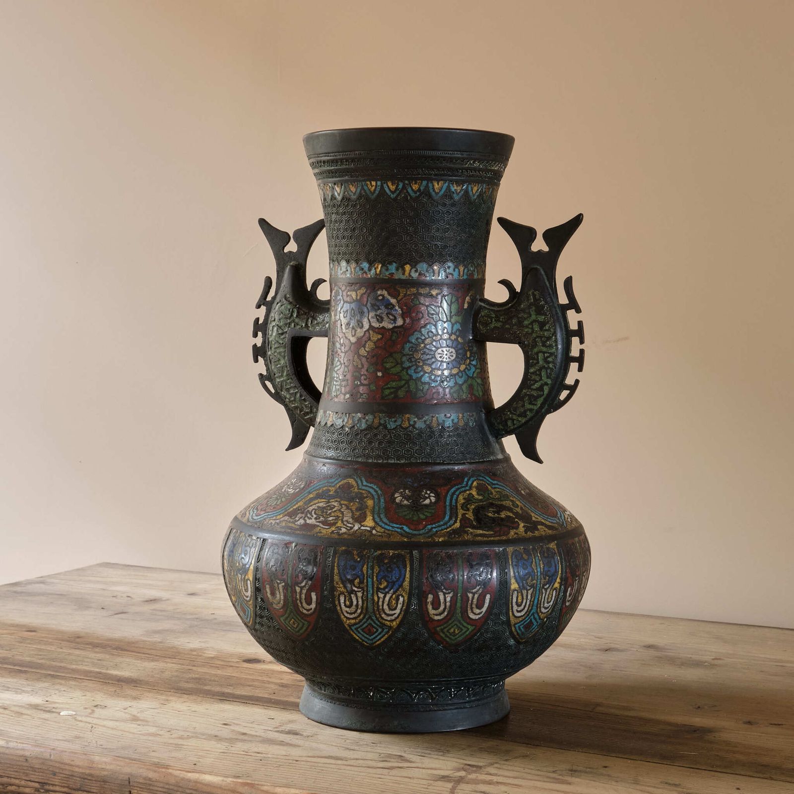 photo furniture Antique Eastern Champleve Enamel And Bronze Vase