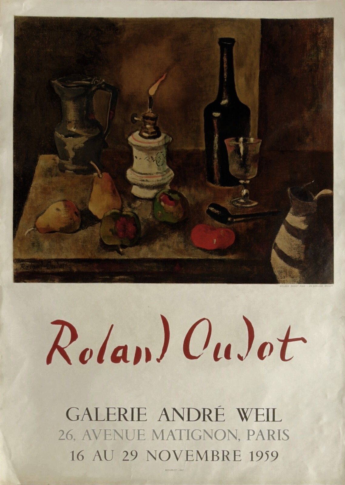 Roland Oudot   Affiche Poster En Lithographie Expo 1959 Galerie Weil Mourlot