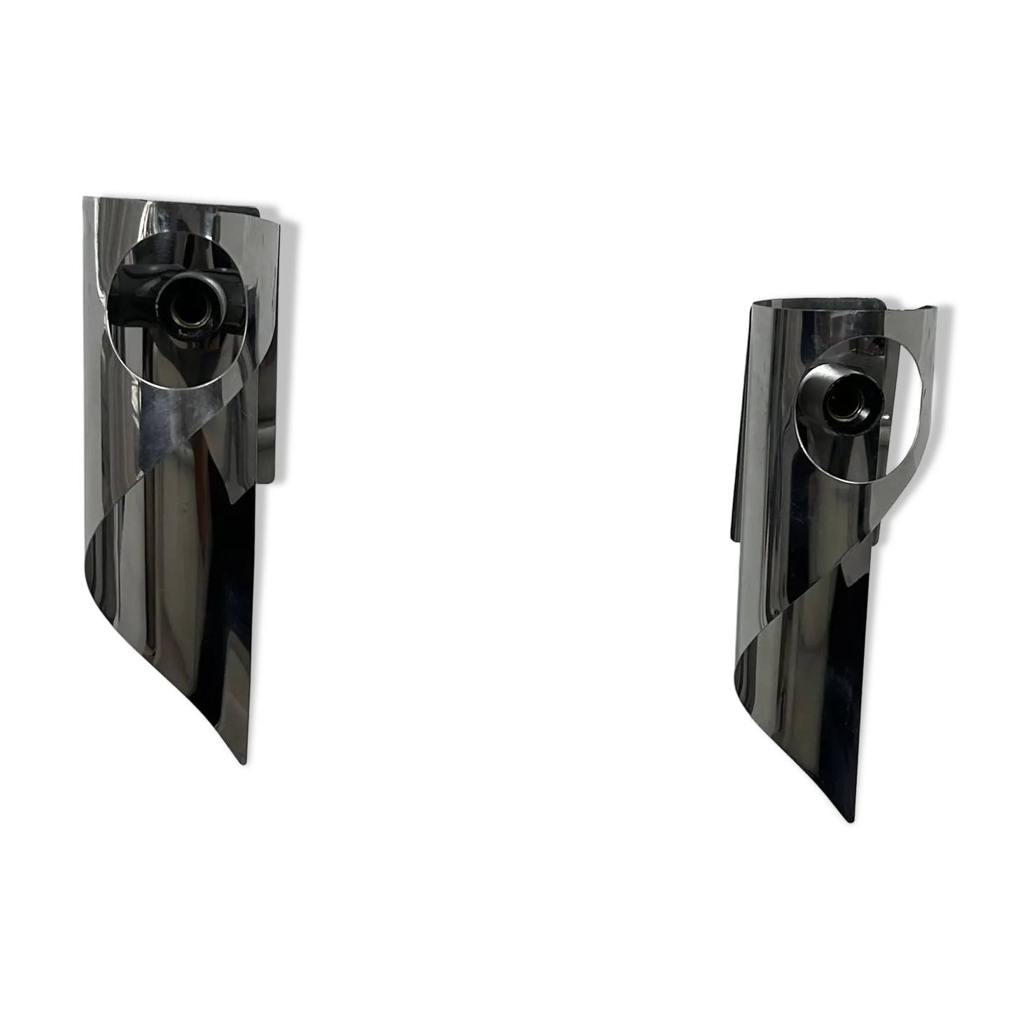 Pair Of Vintage Wall Lights, Chrome Metal, France, 1970.
