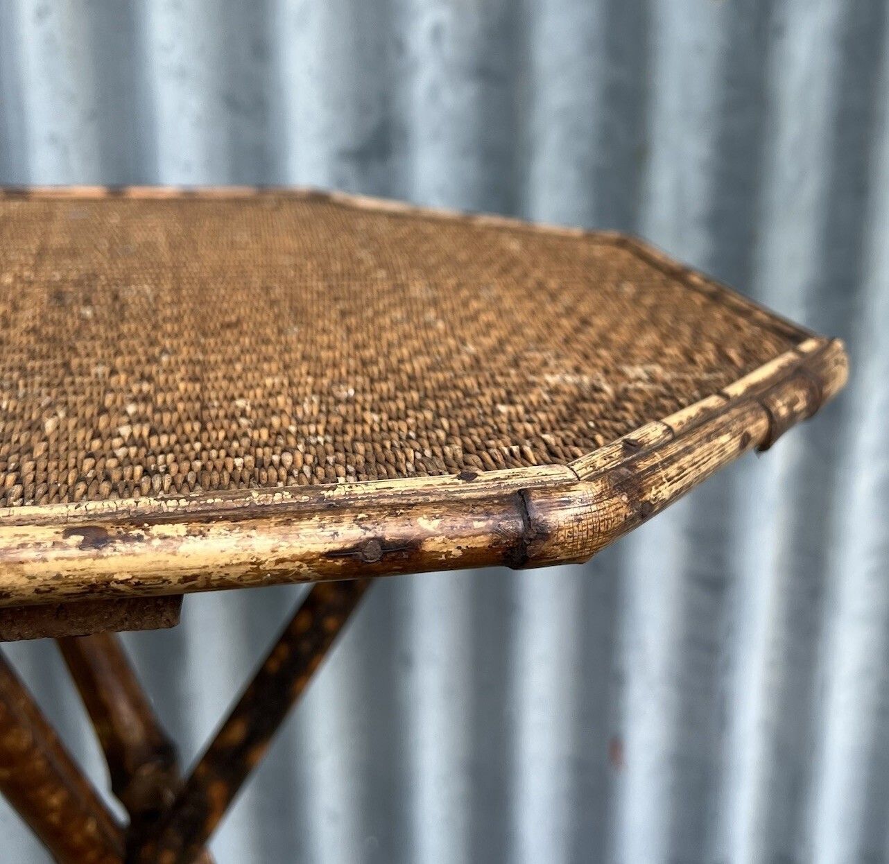 Antique Tiger Bamboo Tripod Side End Lamp Table Late Victorian Vintage photo buy