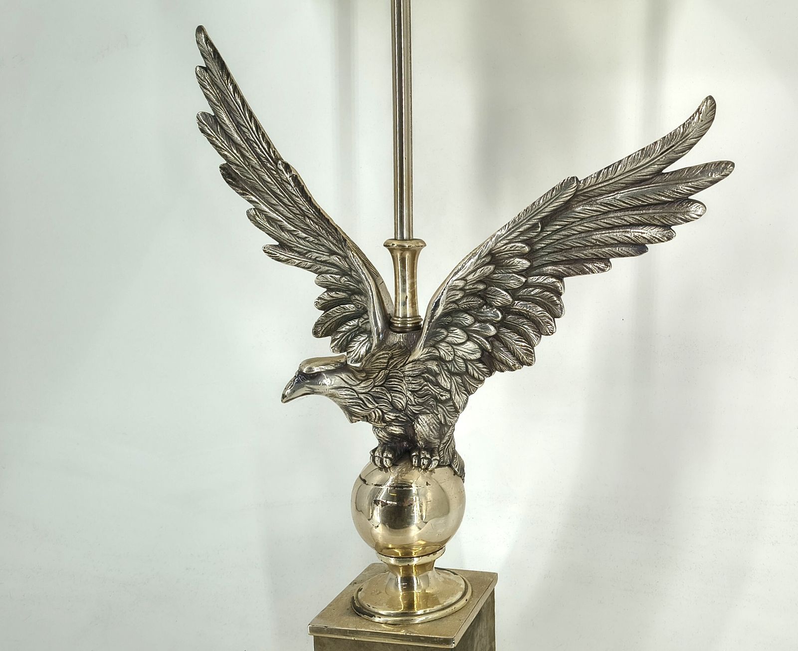 Pair Of Nikkel Eagle Table Lamps By Loevsky And Loevsky, 1970s photo vintage