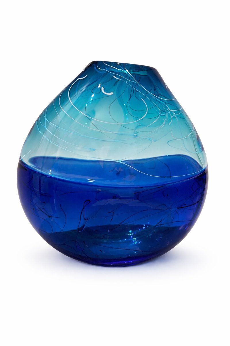 Ludic Blue And Teal Studio Glass Vase By Stuart Akroyd, 1990s