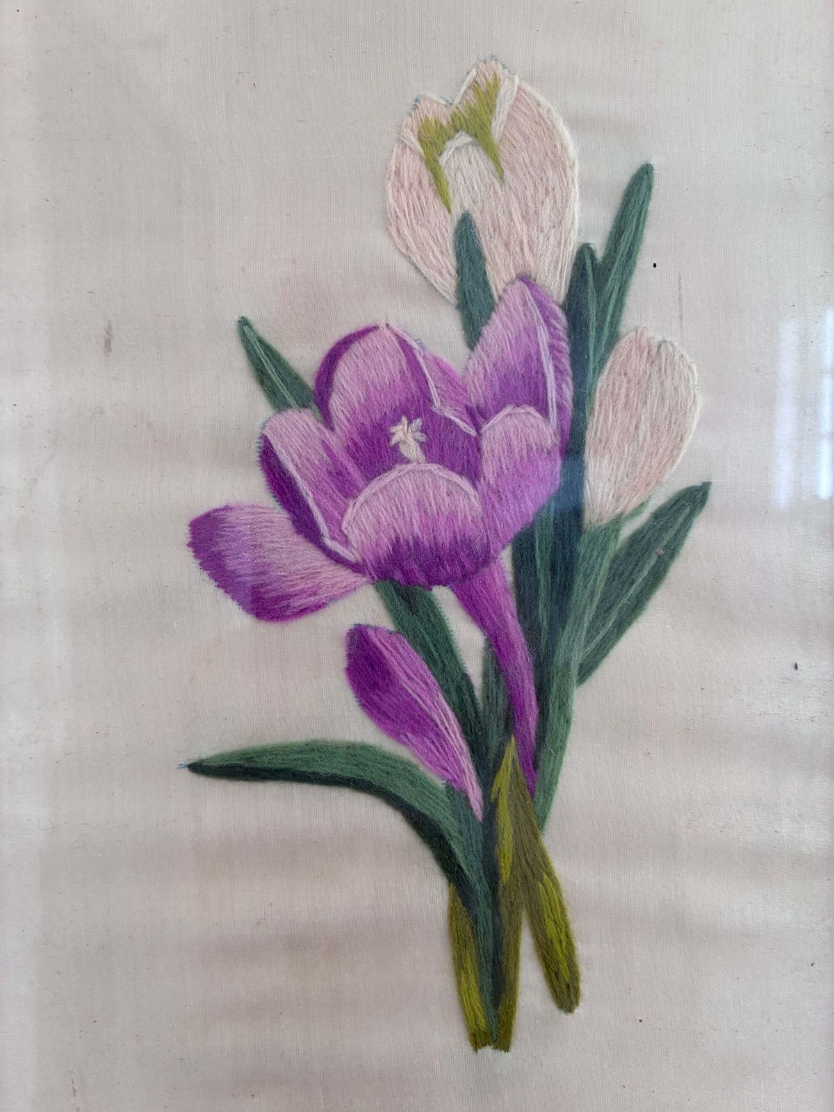 Set Vintage Flower On Silk Paintings, Embroidery Flower Art photo Art