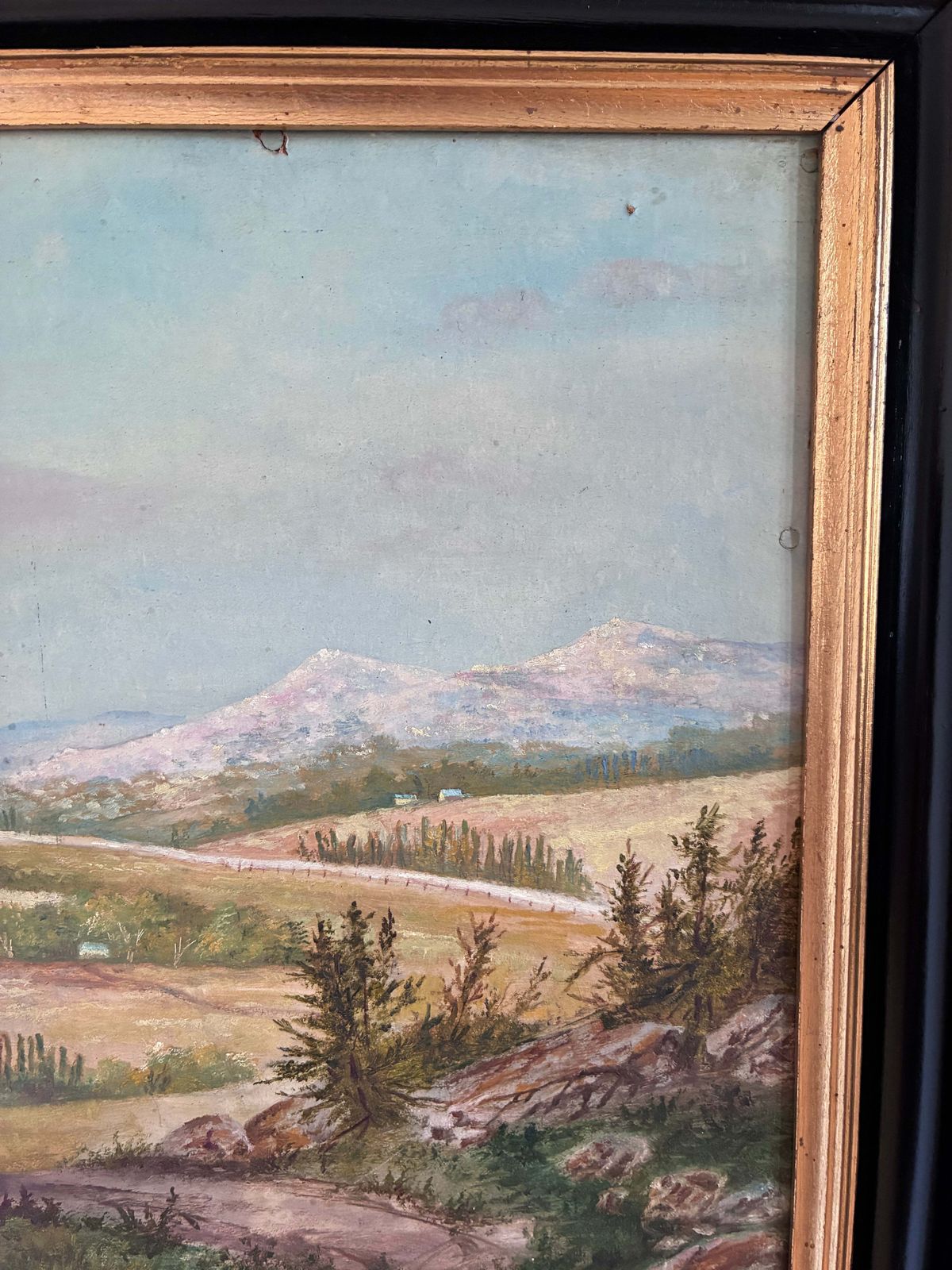 photo for sale Vintage Original Landscape Oil Painting: Countryside Nature Wall Art